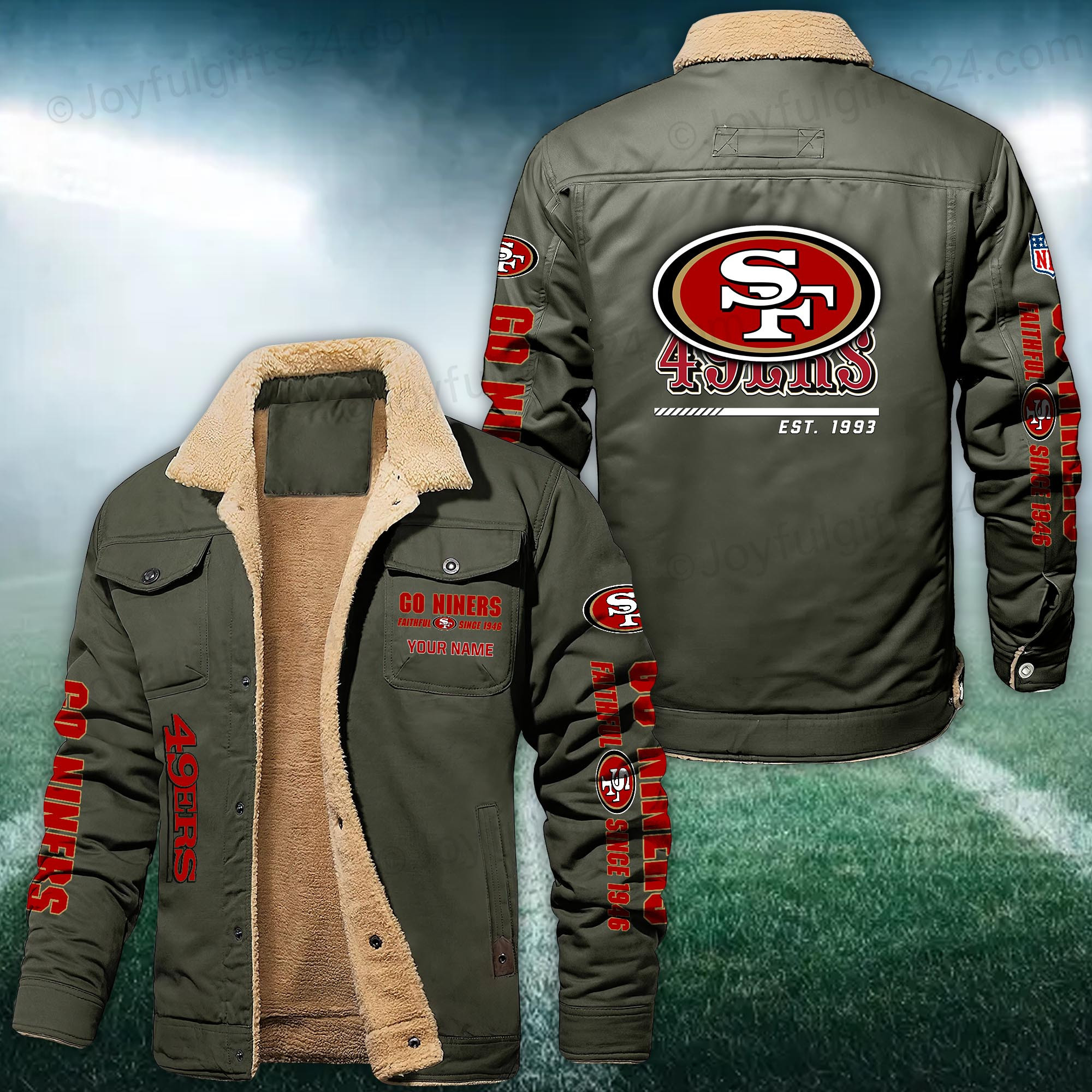 San Francisco 49ers FLEECE BOMBER JACKET Custom name 10043895N