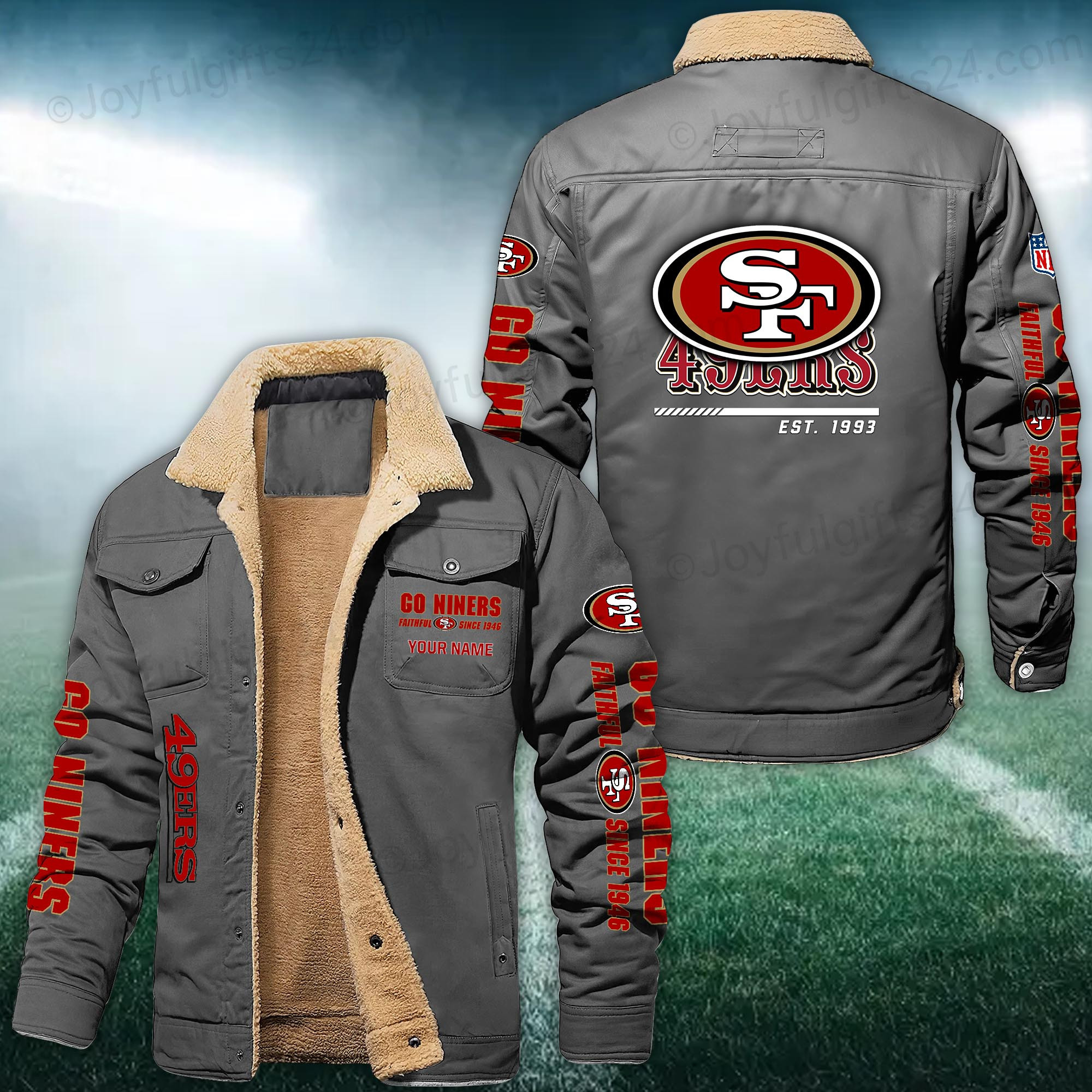 San Francisco 49ers FLEECE BOMBER JACKET Custom name 10043895N