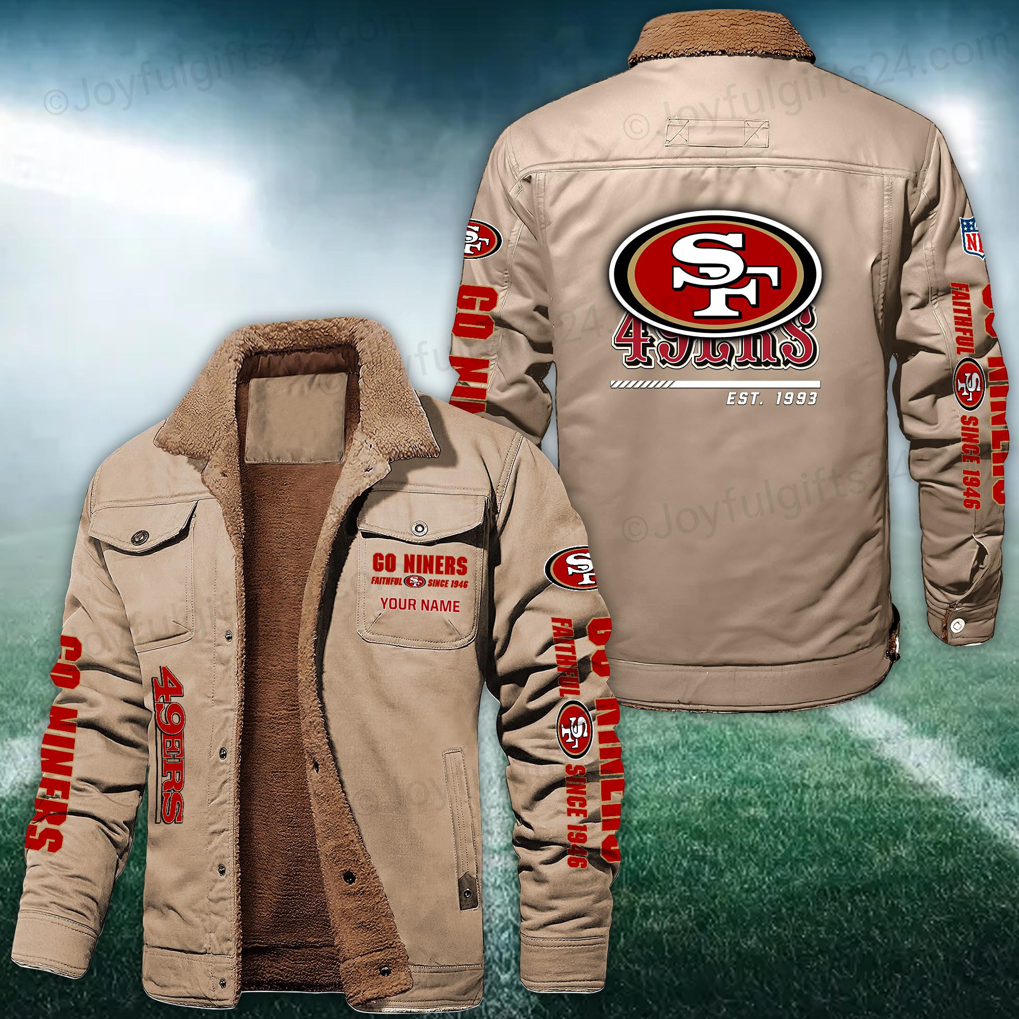 San Francisco 49ers FLEECE BOMBER JACKET Custom name 10043895N