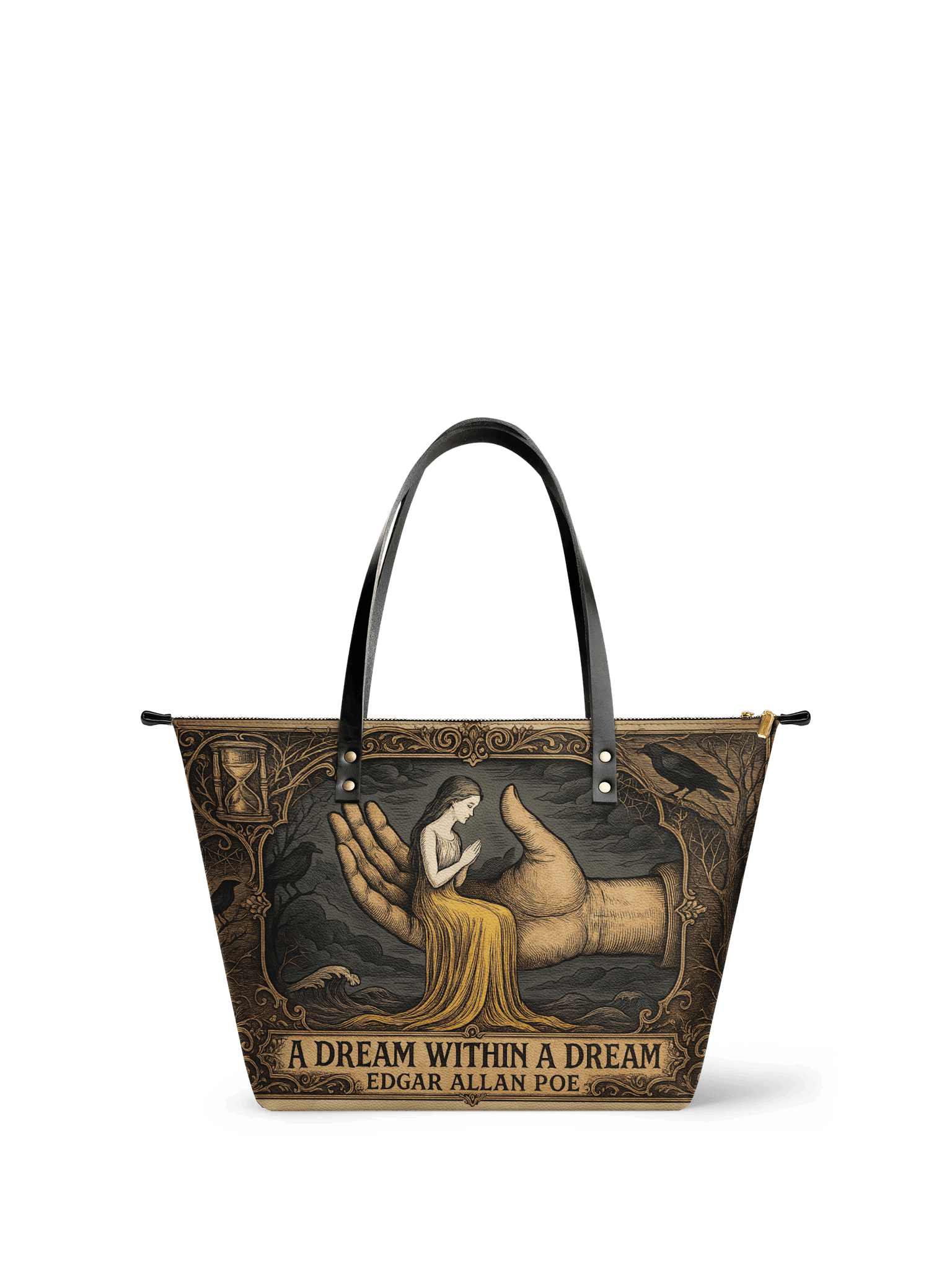 "A Dream Within A Dream" Leather Tote Bag