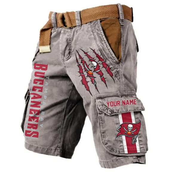Tampa Bay Buccaneers Pocket Print Cargo Shorts (Belt Not Included) S9MCS236
