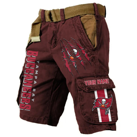 Tampa Bay Buccaneers Pocket Print Cargo Shorts (Belt Not Included) S9MCS236