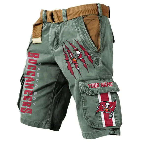 Tampa Bay Buccaneers Pocket Print Cargo Shorts (Belt Not Included) S9MCS236
