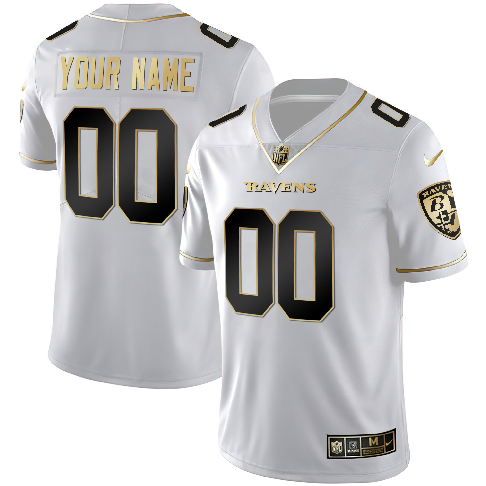 Ravens Vapor Gold Custom Name and Number - All Stitched