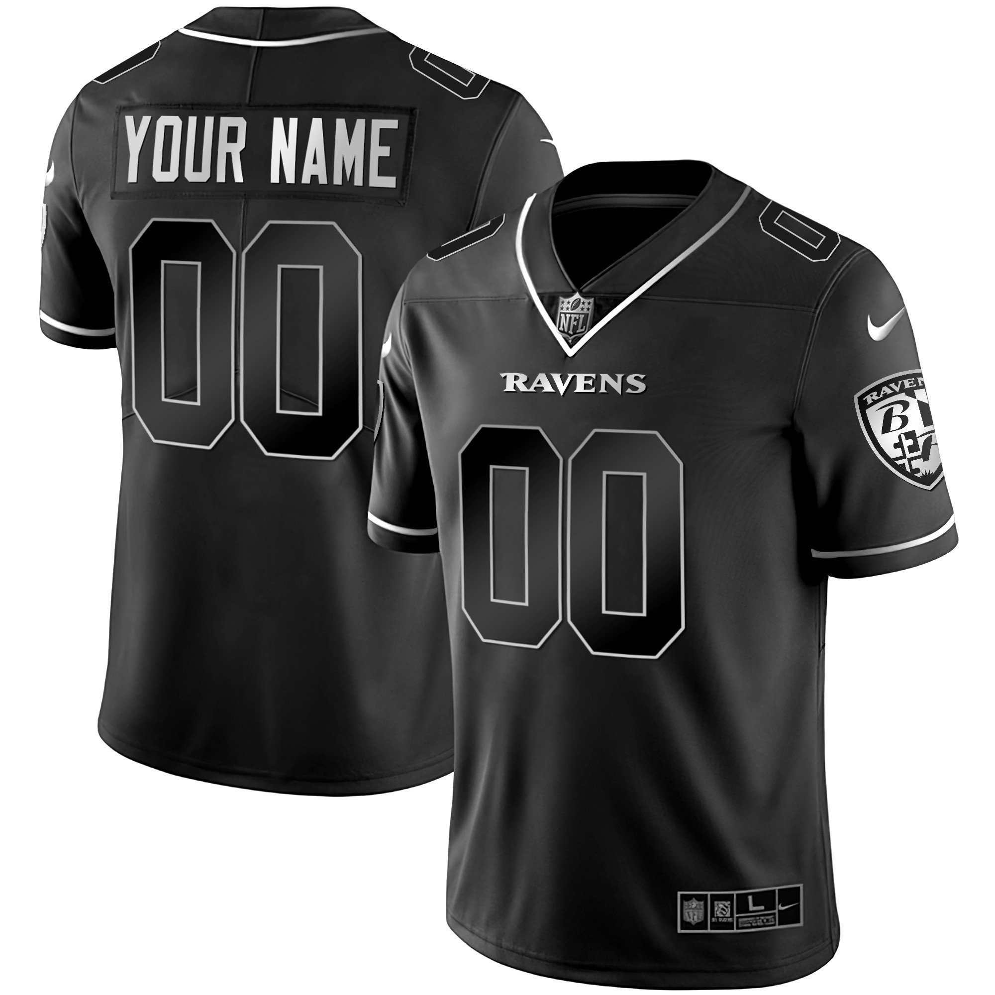 Ravens Vapor Gold Custom Name and Number - All Stitched