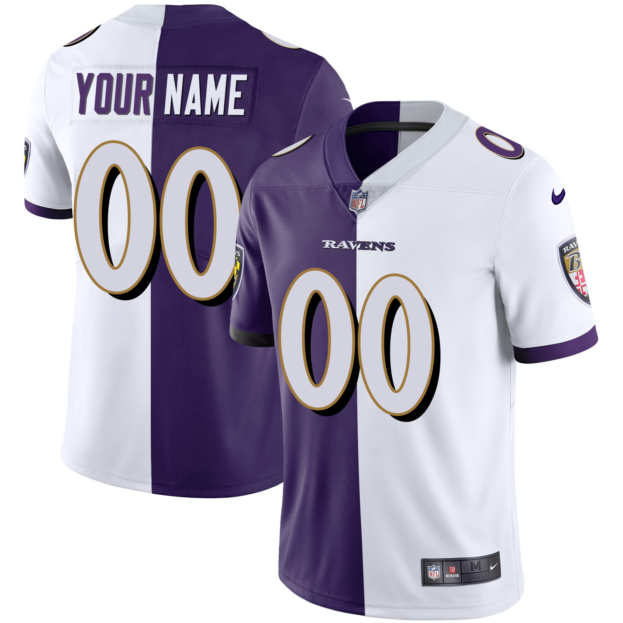 Ravens Vapor Gold Custom Name and Number - All Stitched