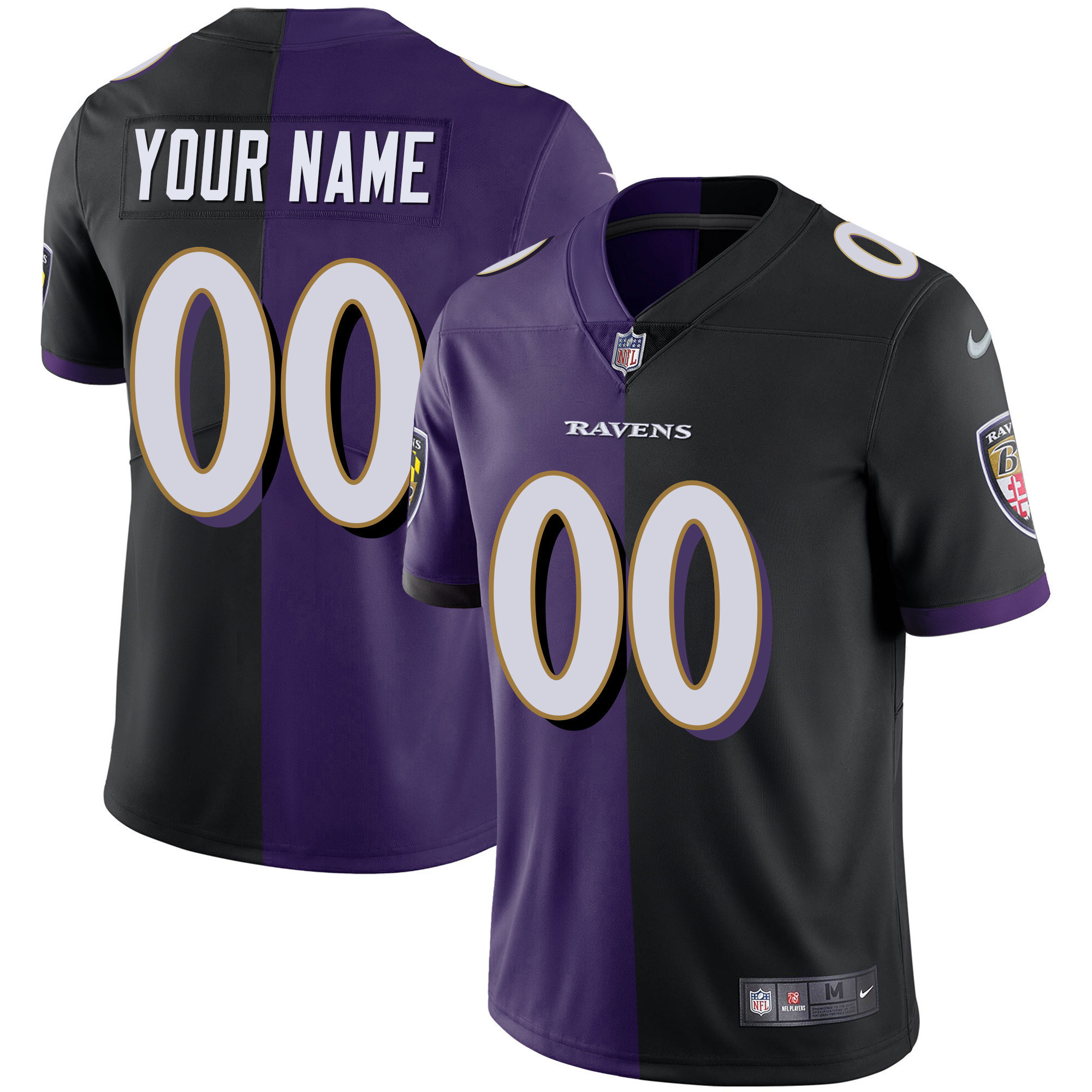 Ravens Vapor Gold Custom Name and Number - All Stitched