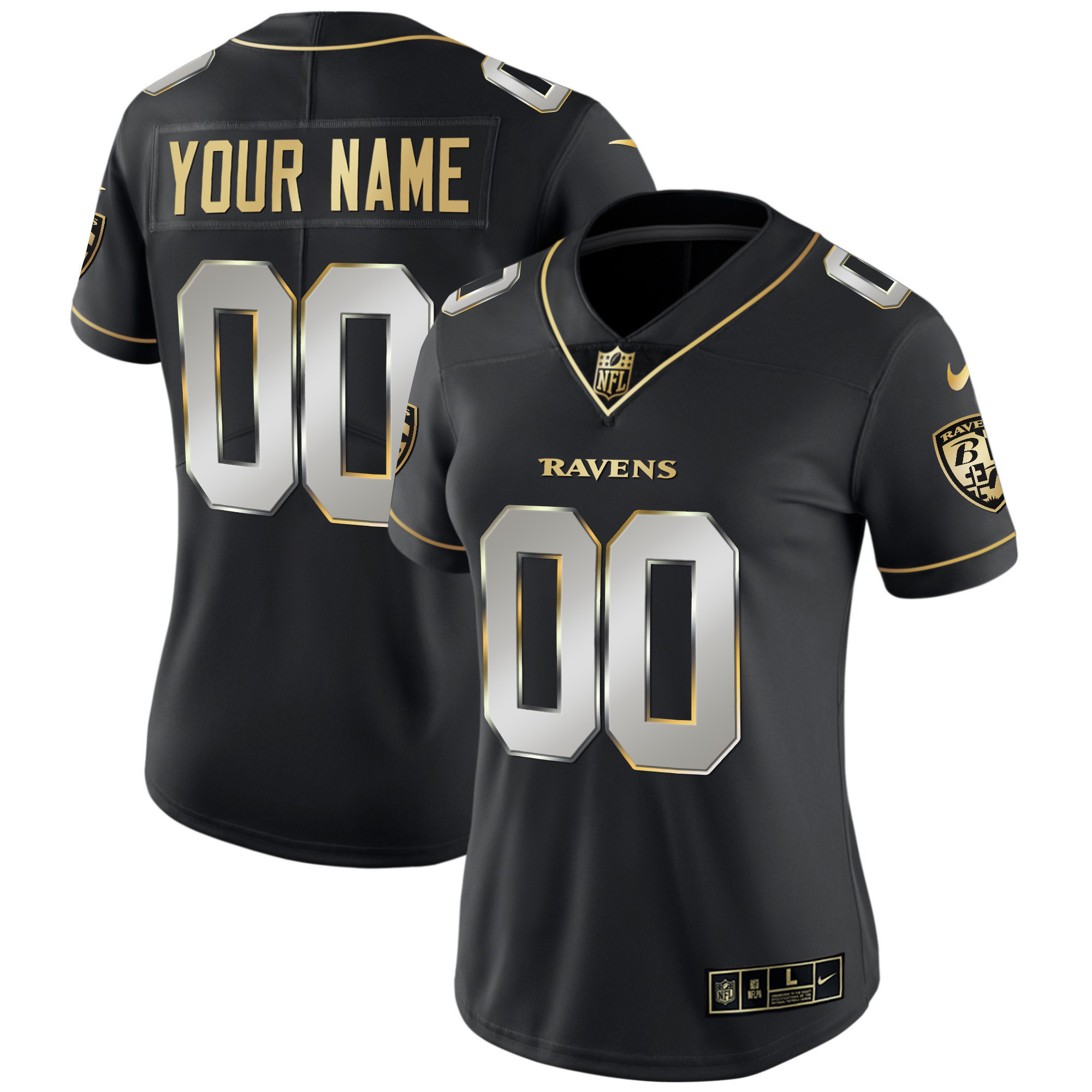 Ravens Vapor Gold Custom Name and Number - All Stitched