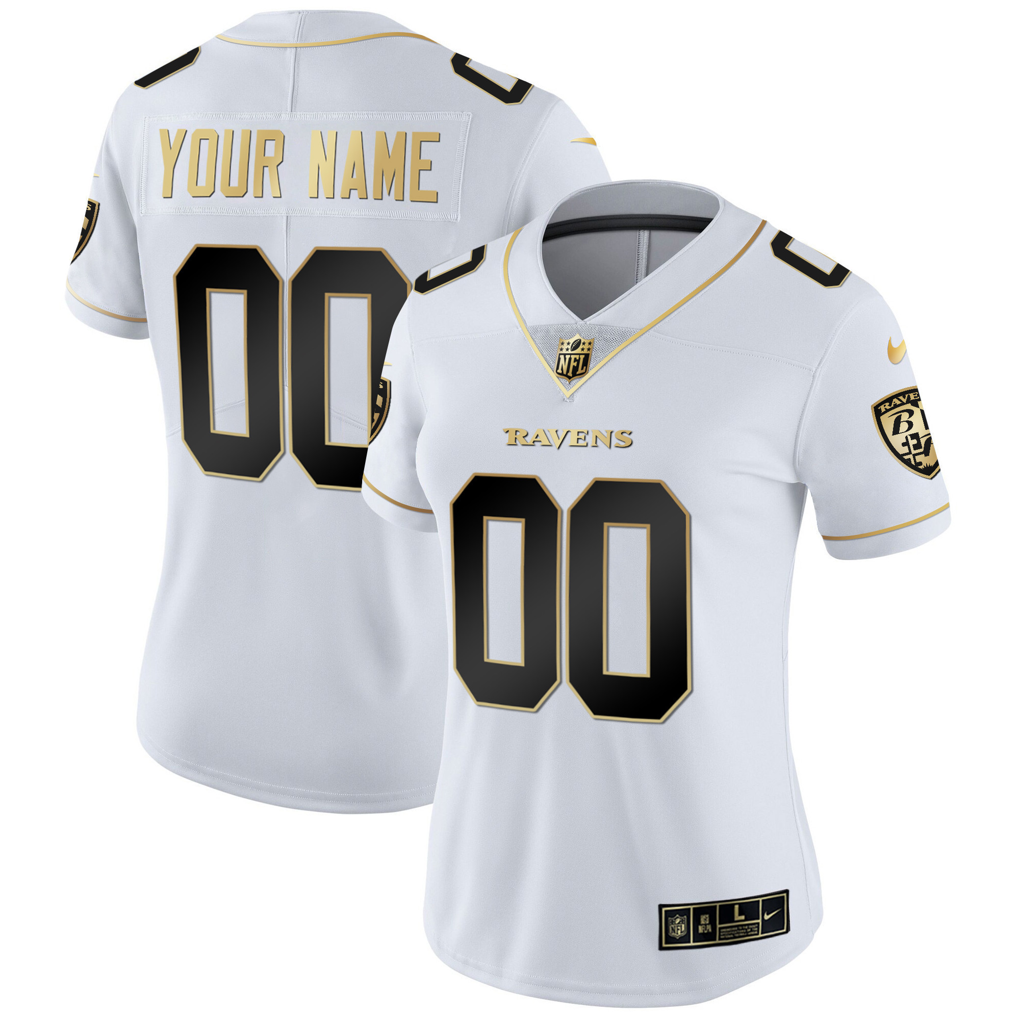 Ravens Vapor Gold Custom Name and Number - All Stitched
