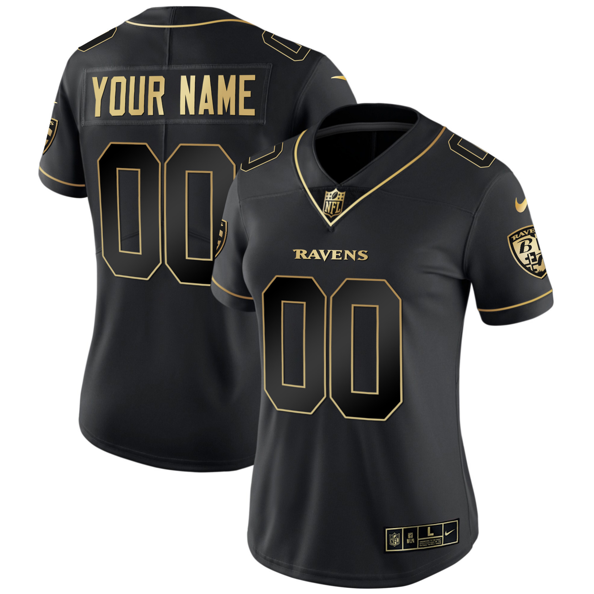 Ravens Vapor Gold Custom Name and Number - All Stitched