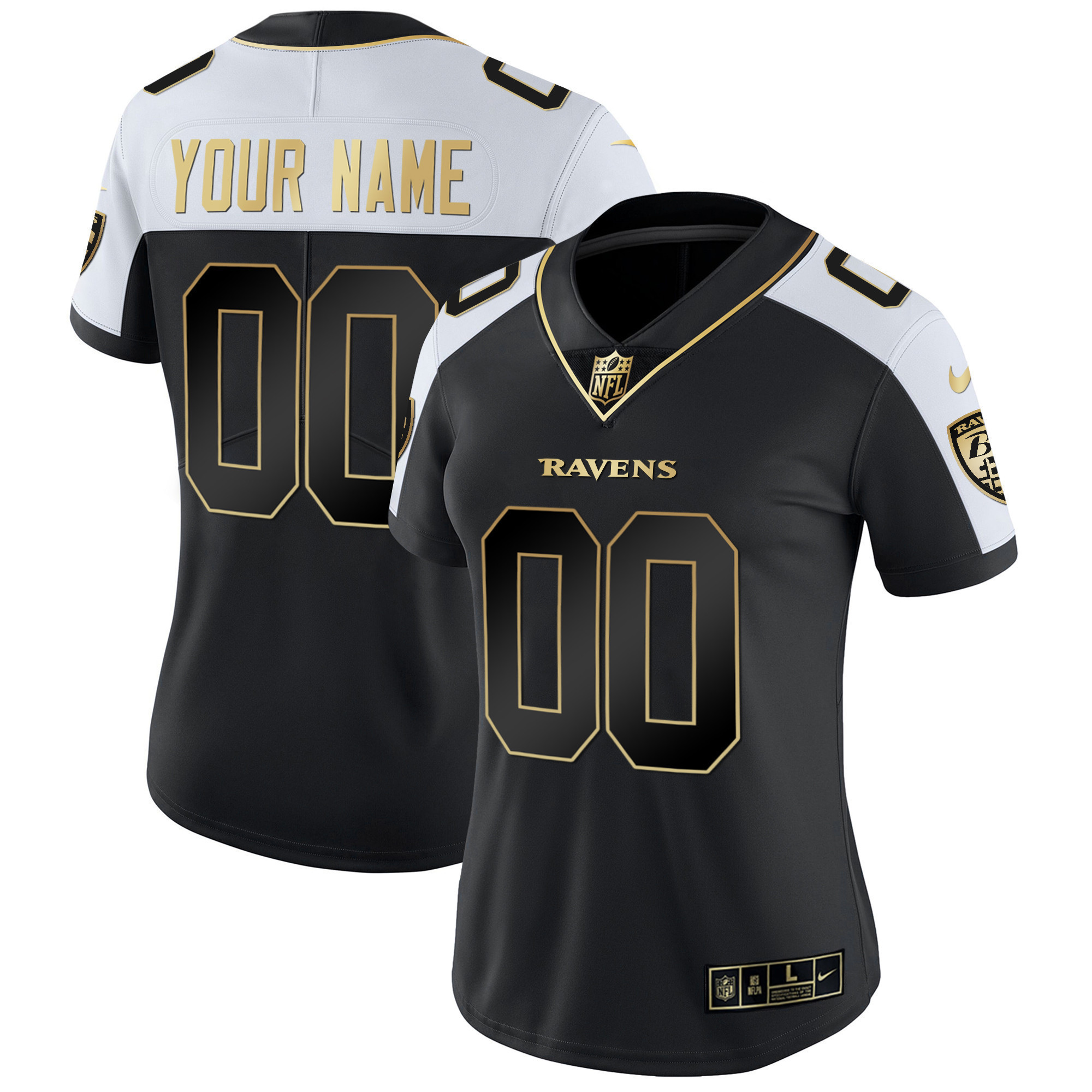 Ravens Vapor Gold Custom Name and Number - All Stitched