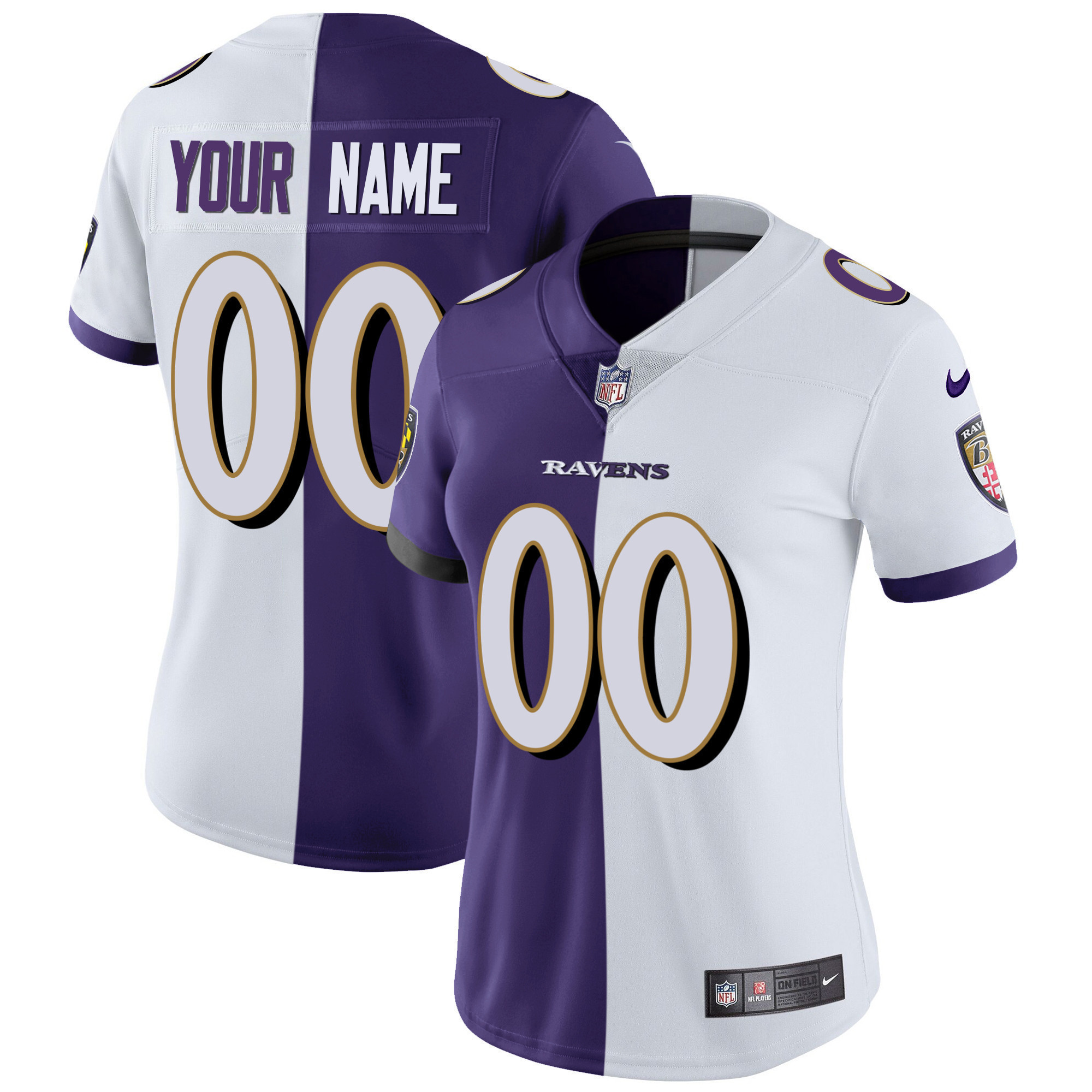 Ravens Vapor Gold Custom Name and Number - All Stitched