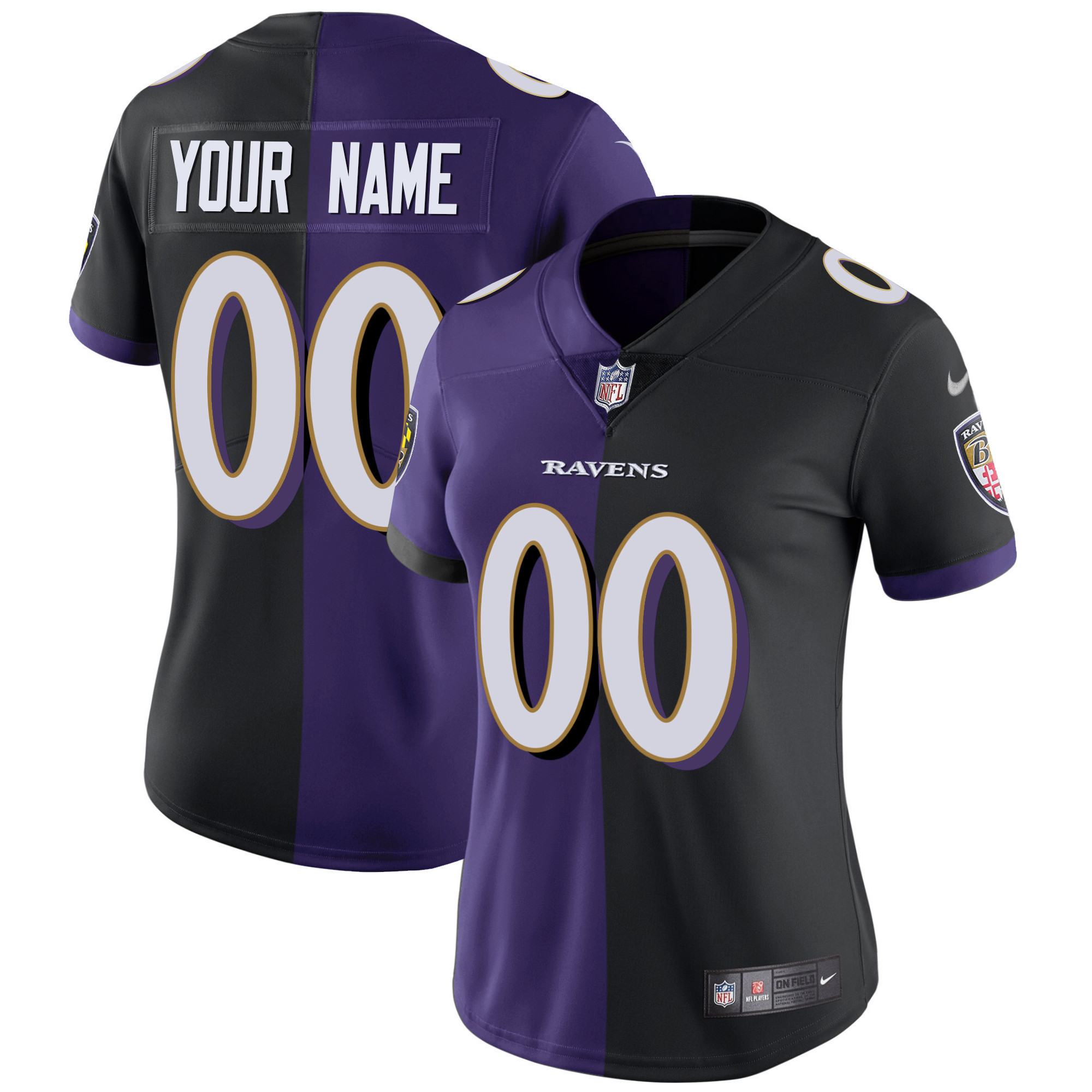 Ravens Vapor Gold Custom Name and Number - All Stitched