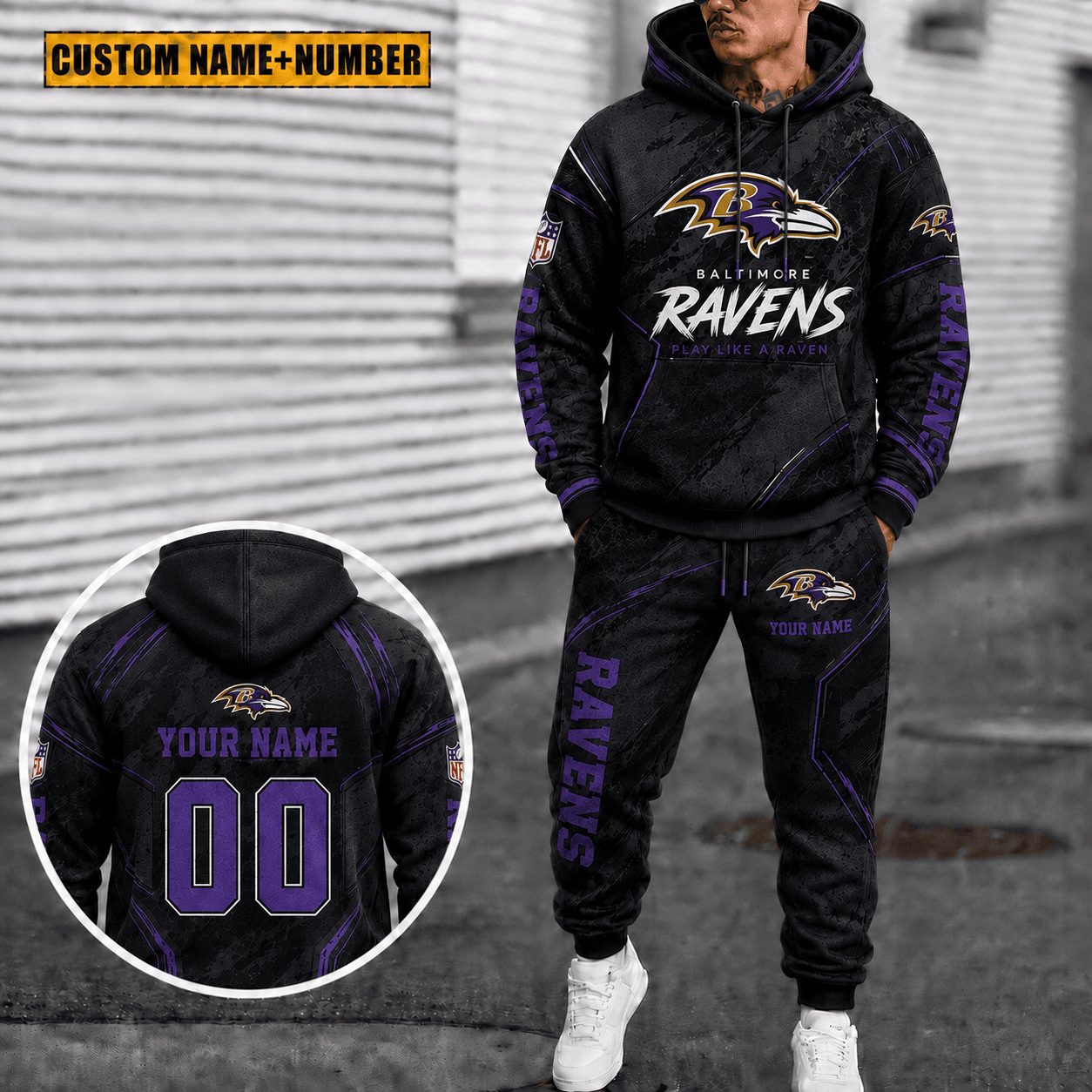 Baltimore Ravens Personalized Combo Hoodie And Sweatpants Gift For Fan VAN40026