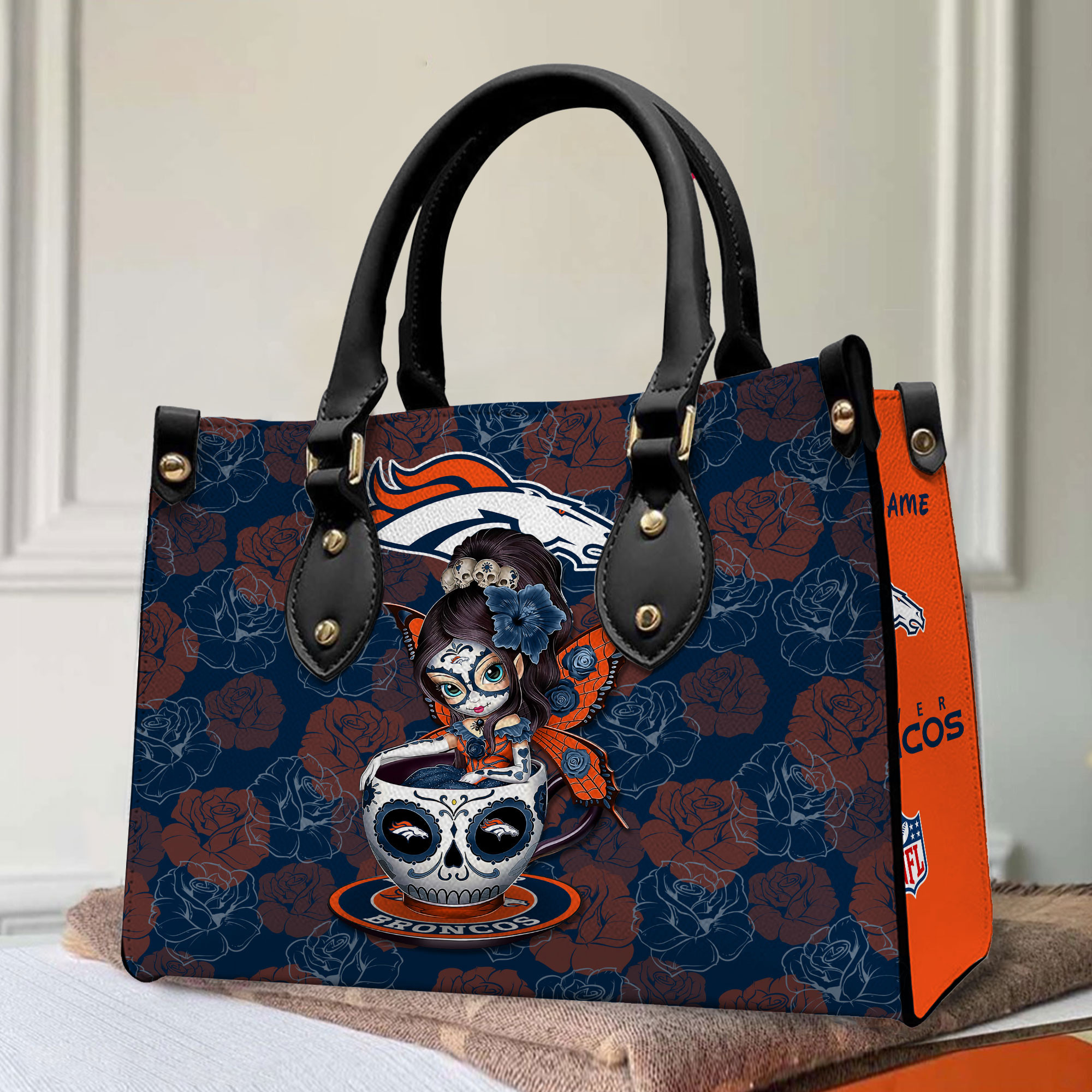 Denver Broncos Personalized Leather Hand Bag BB57