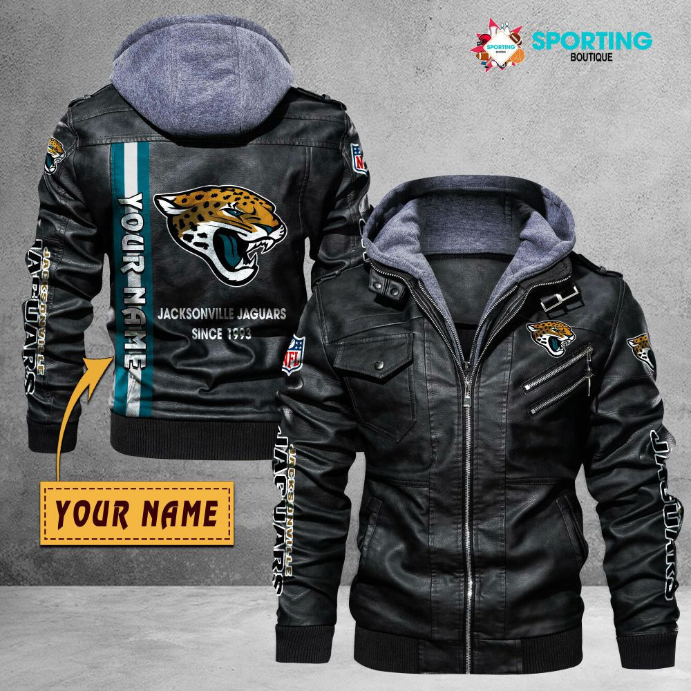 Jacksonville Jaguars VITC9024 – Premium & Ultra-Thick Leather Jacket with Fleece Hood