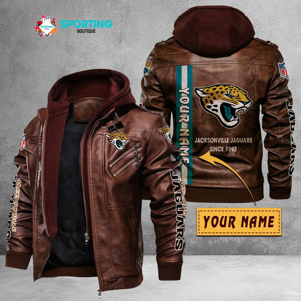 Jacksonville Jaguars VITC9024 – Premium & Ultra-Thick Leather Jacket with Fleece Hood