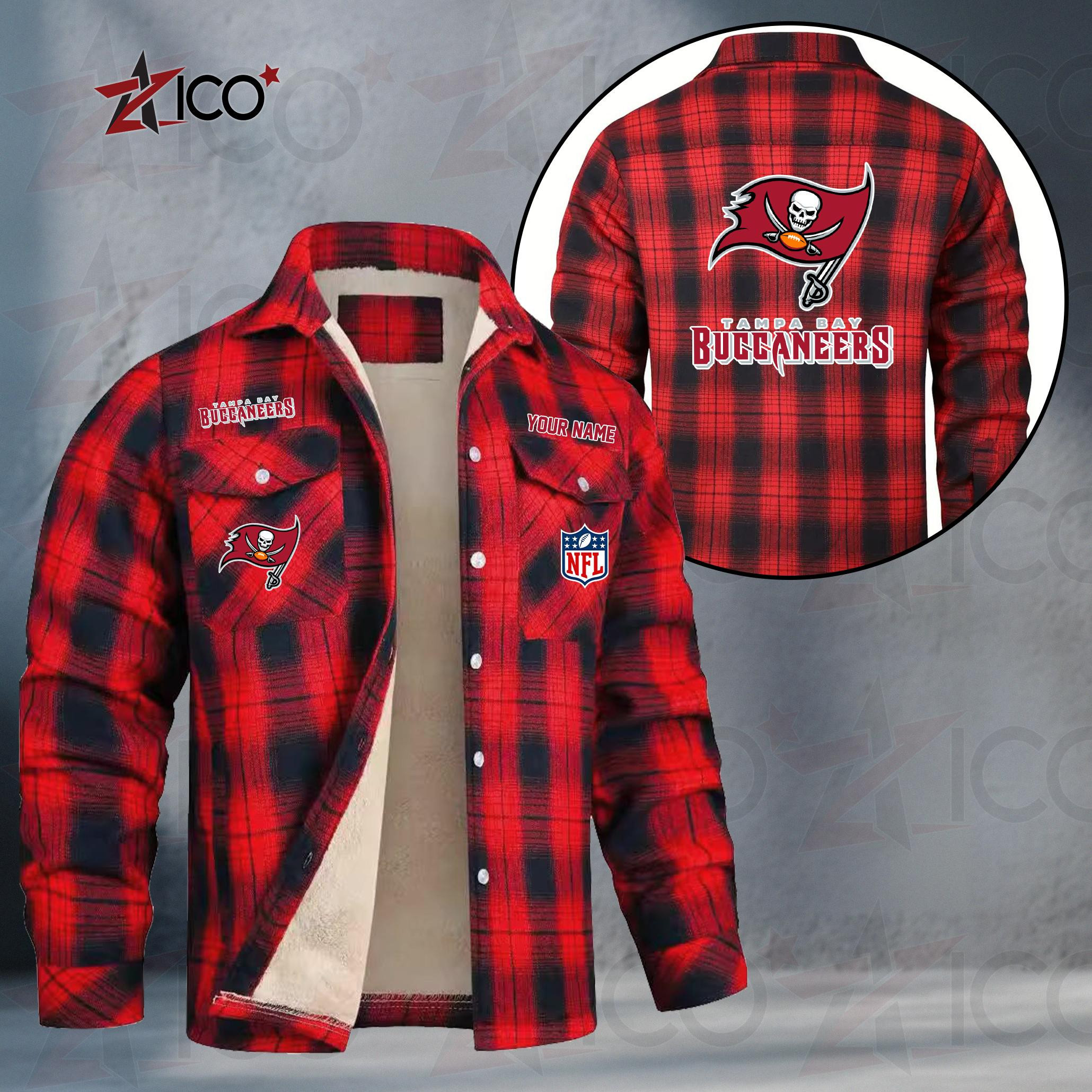 Tampa Bay Buccaneers Fleece Flannel Plaid Jacket TG62