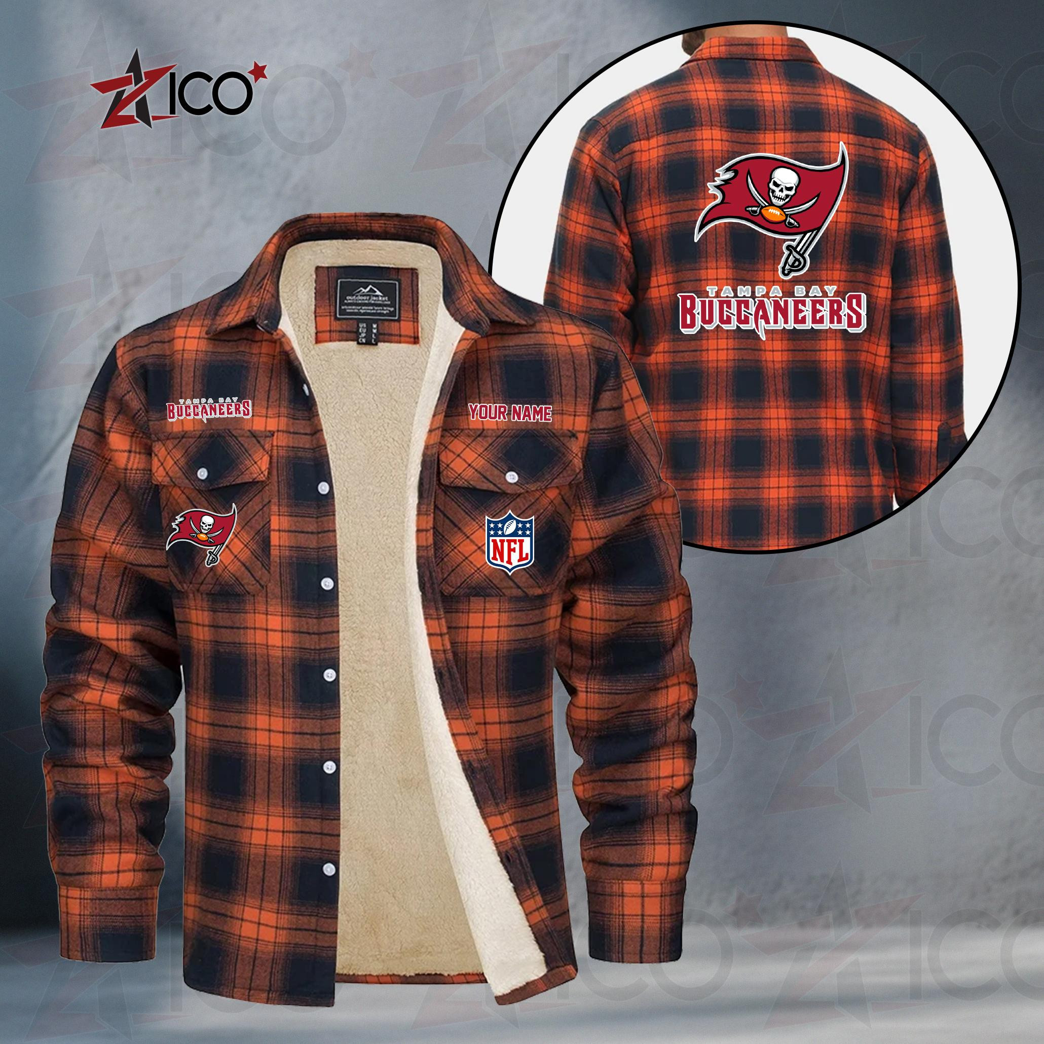 Tampa Bay Buccaneers Fleece Flannel Plaid Jacket TG62