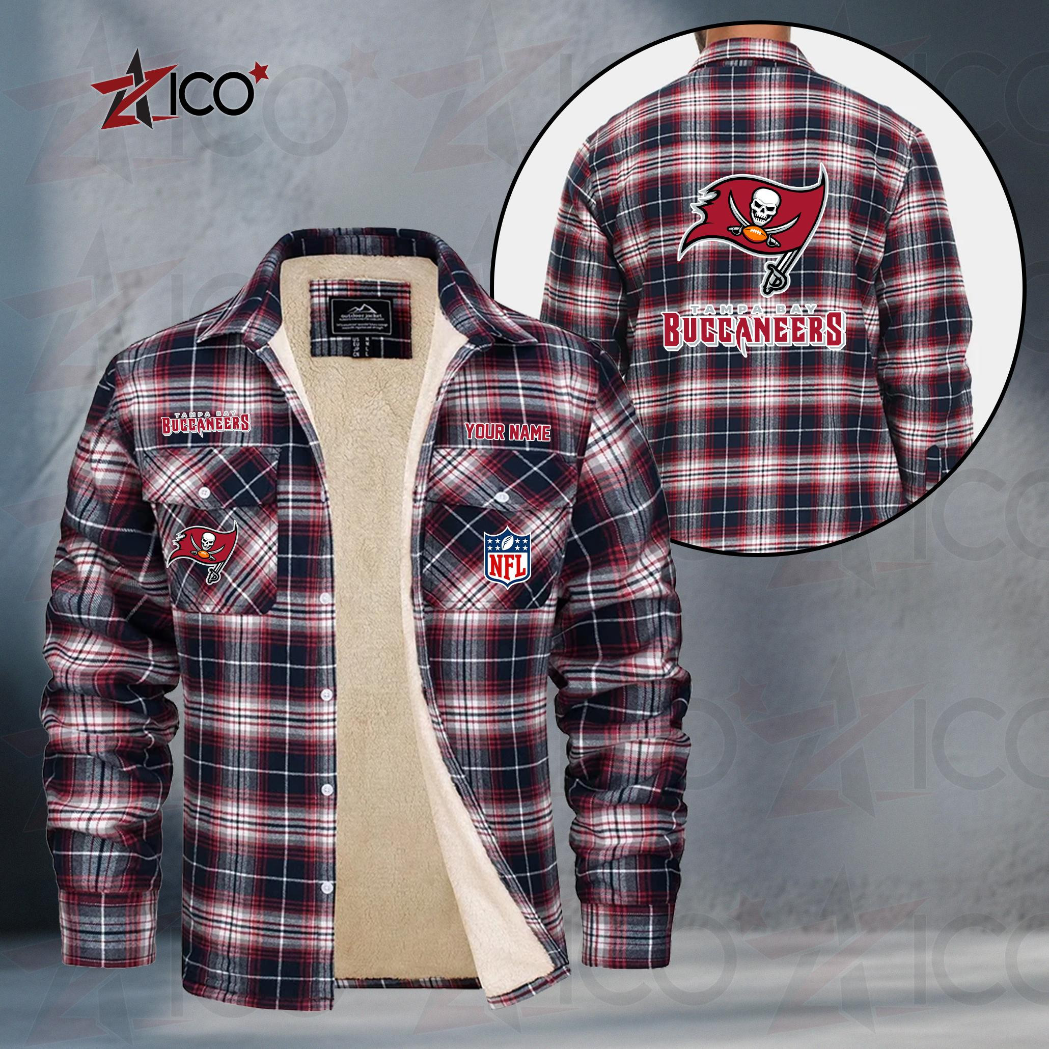 Tampa Bay Buccaneers Fleece Flannel Plaid Jacket TG62
