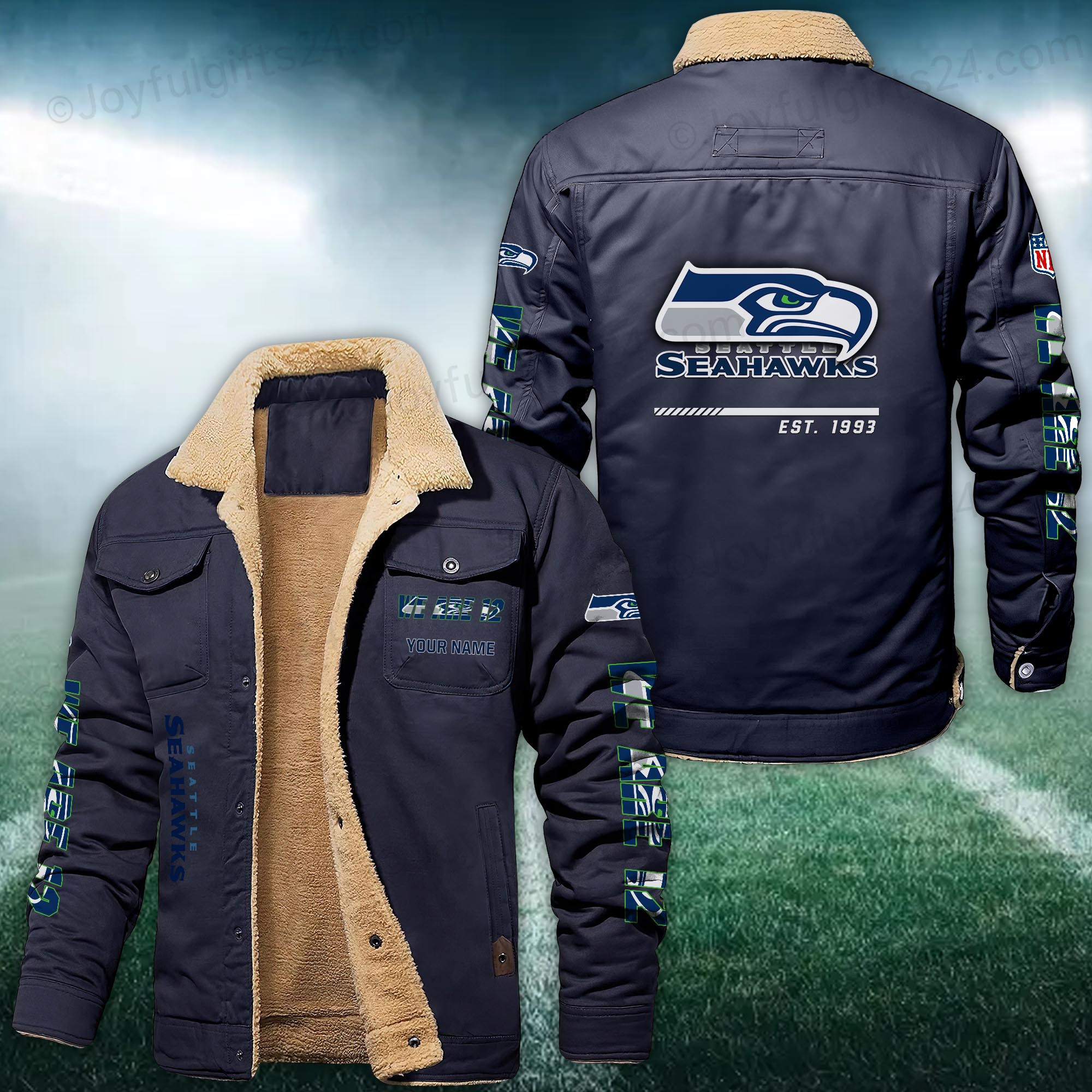 Seattle Seahawks FLEECE BOMBER JACKET Custom name 10043895N