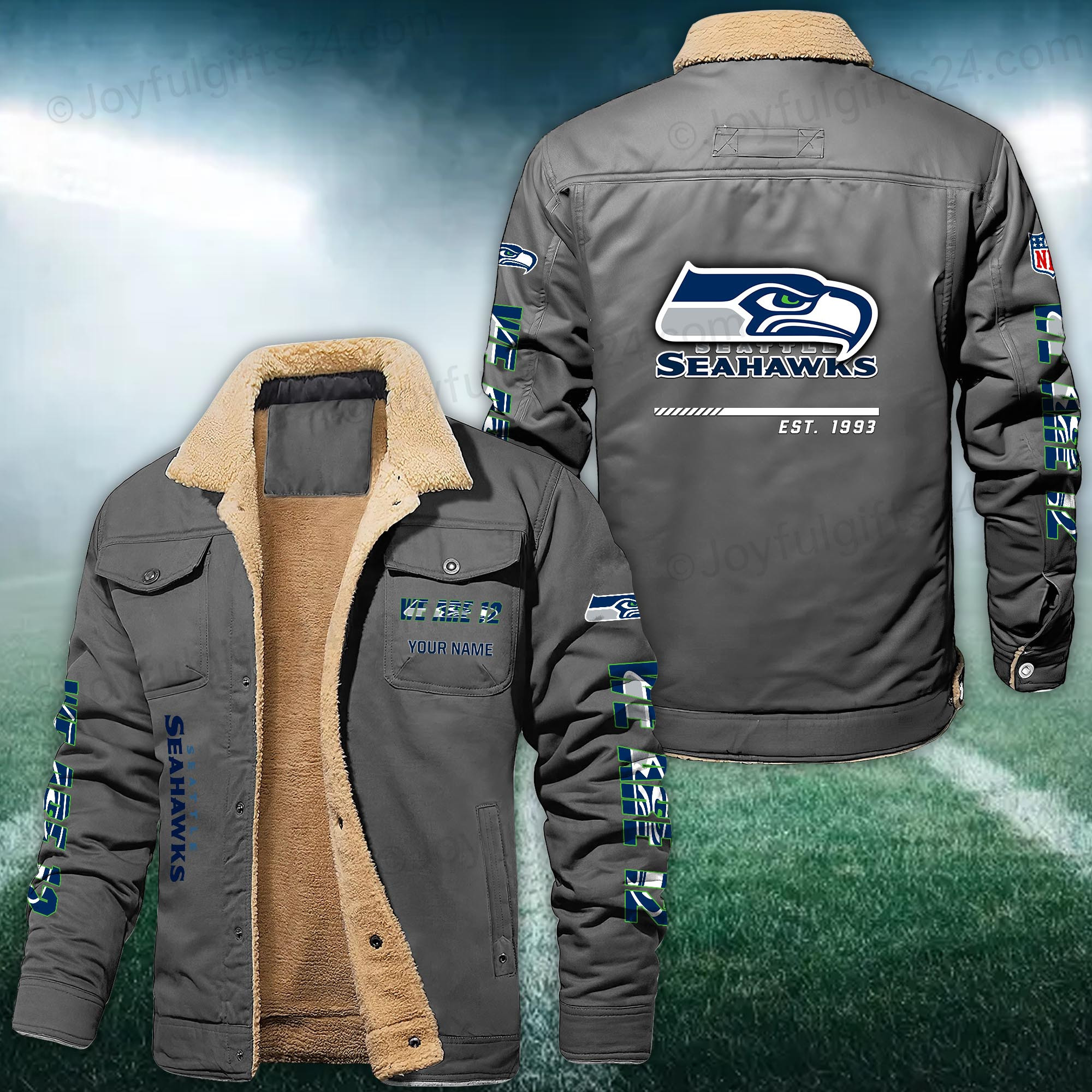 Seattle Seahawks FLEECE BOMBER JACKET Custom name 10043895N