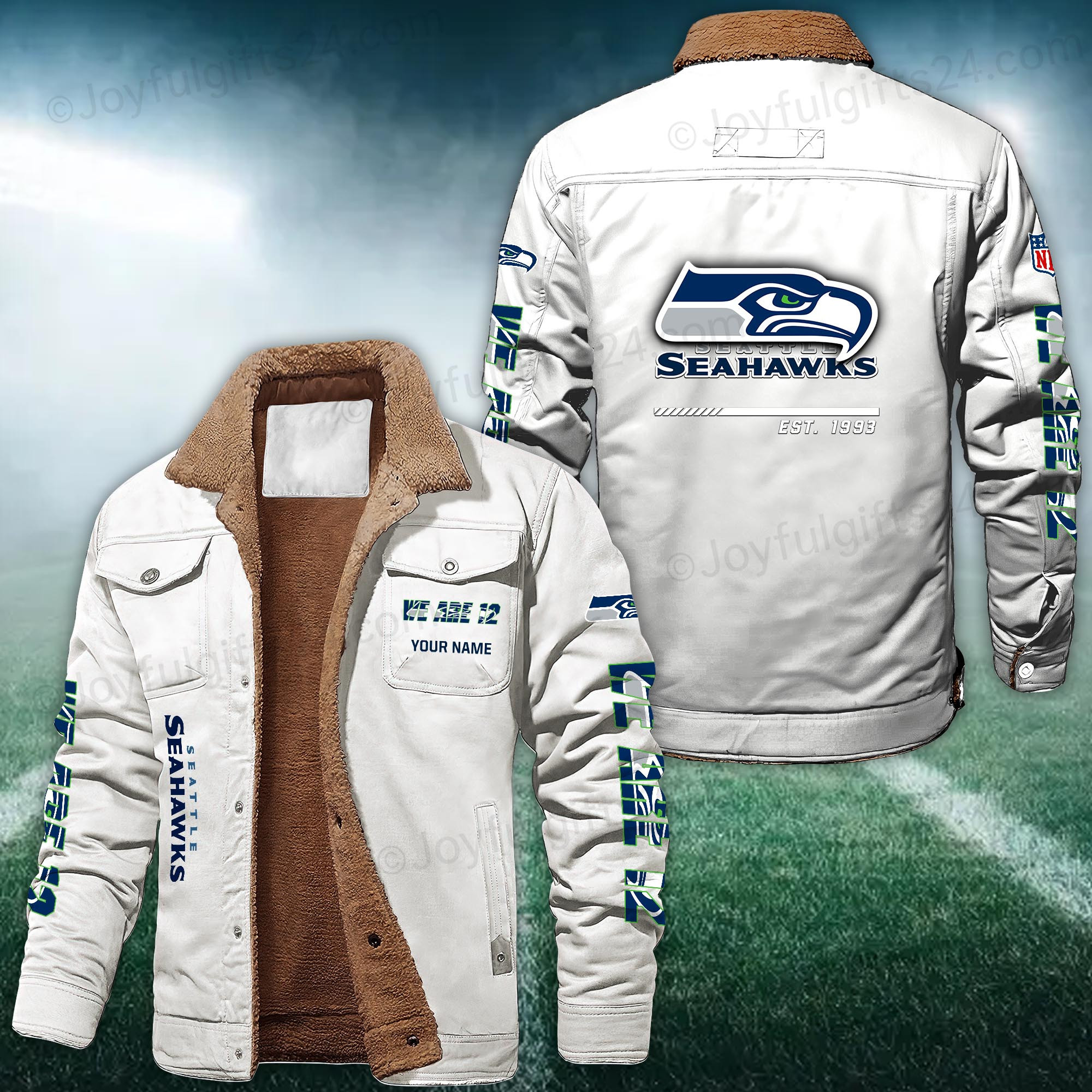 Seattle Seahawks FLEECE BOMBER JACKET Custom name 10043895N