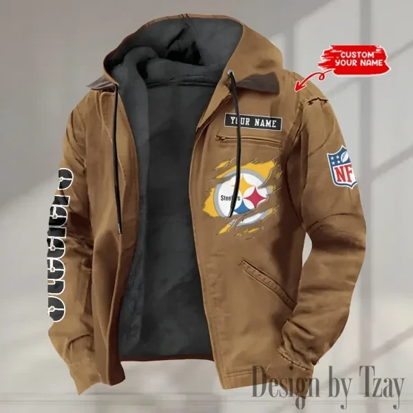 Pittsburgh Steelers Men's Casual Padded Jacket Hooded trending 2026 SPTPJH029