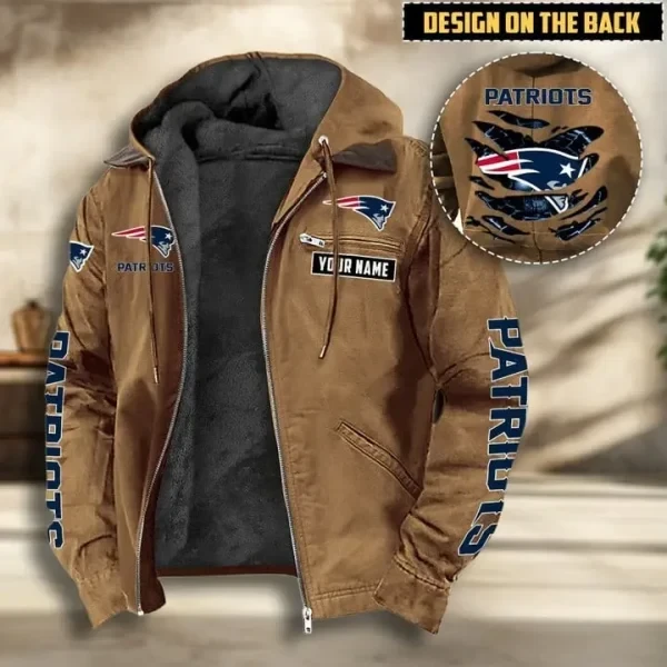 New England Patriots Men's Casual Padded Jacket Hooded VITHCJ169