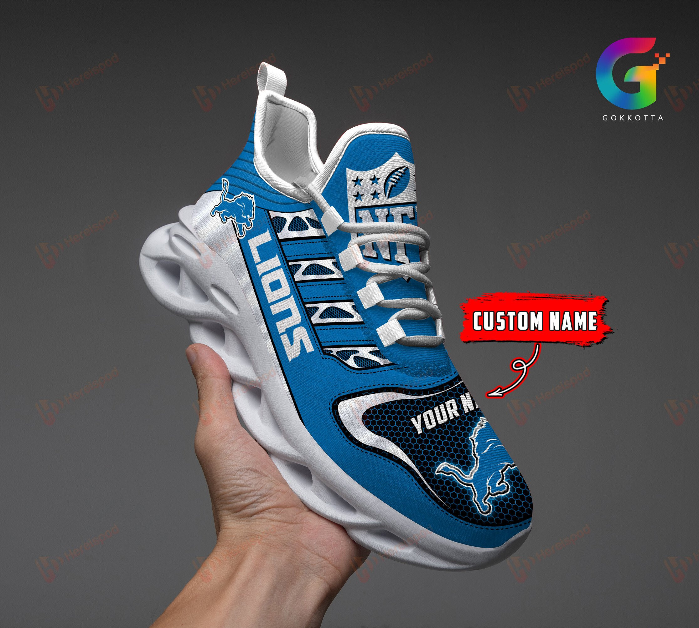 Detroit Lions Personalized Yezy Running Sneakers 229