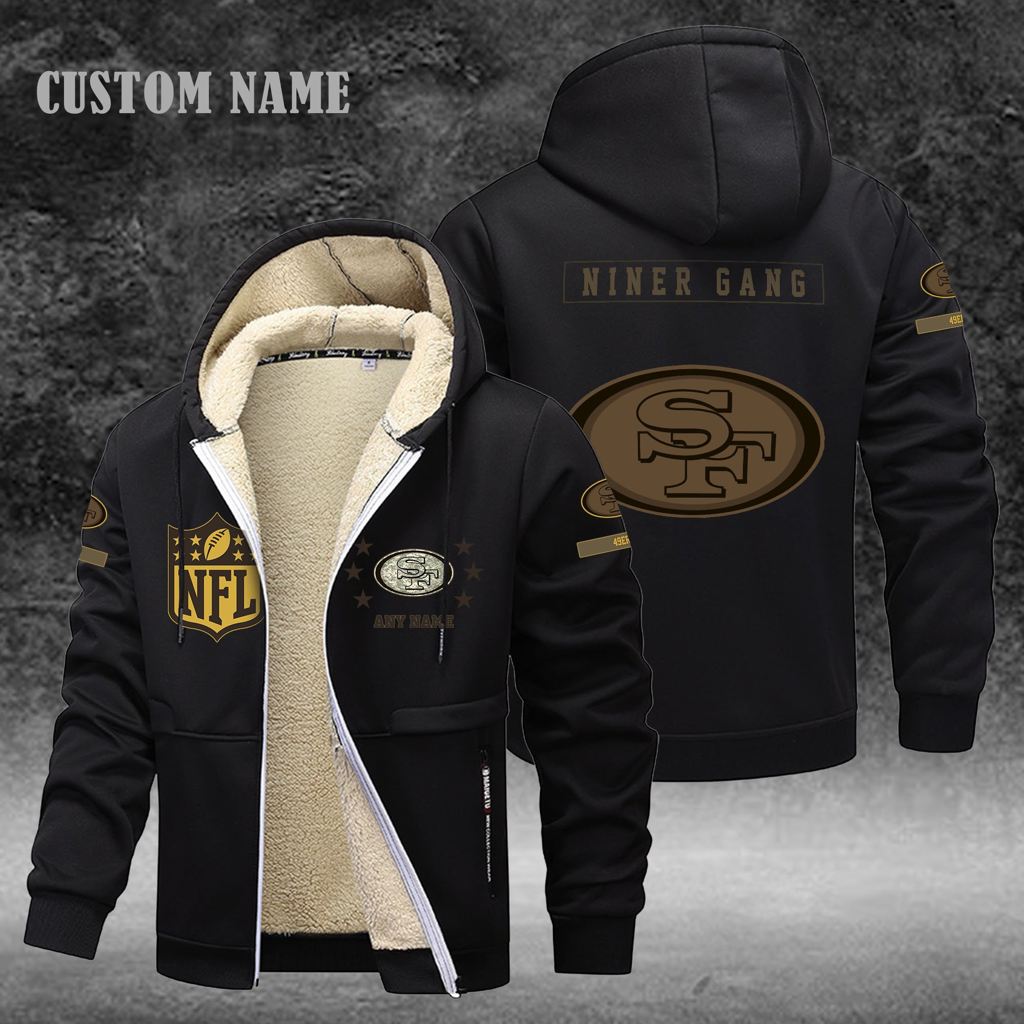 San Francisco 49ers NFL-Lamb Fleece Thick Coat- Custom name 10154094N