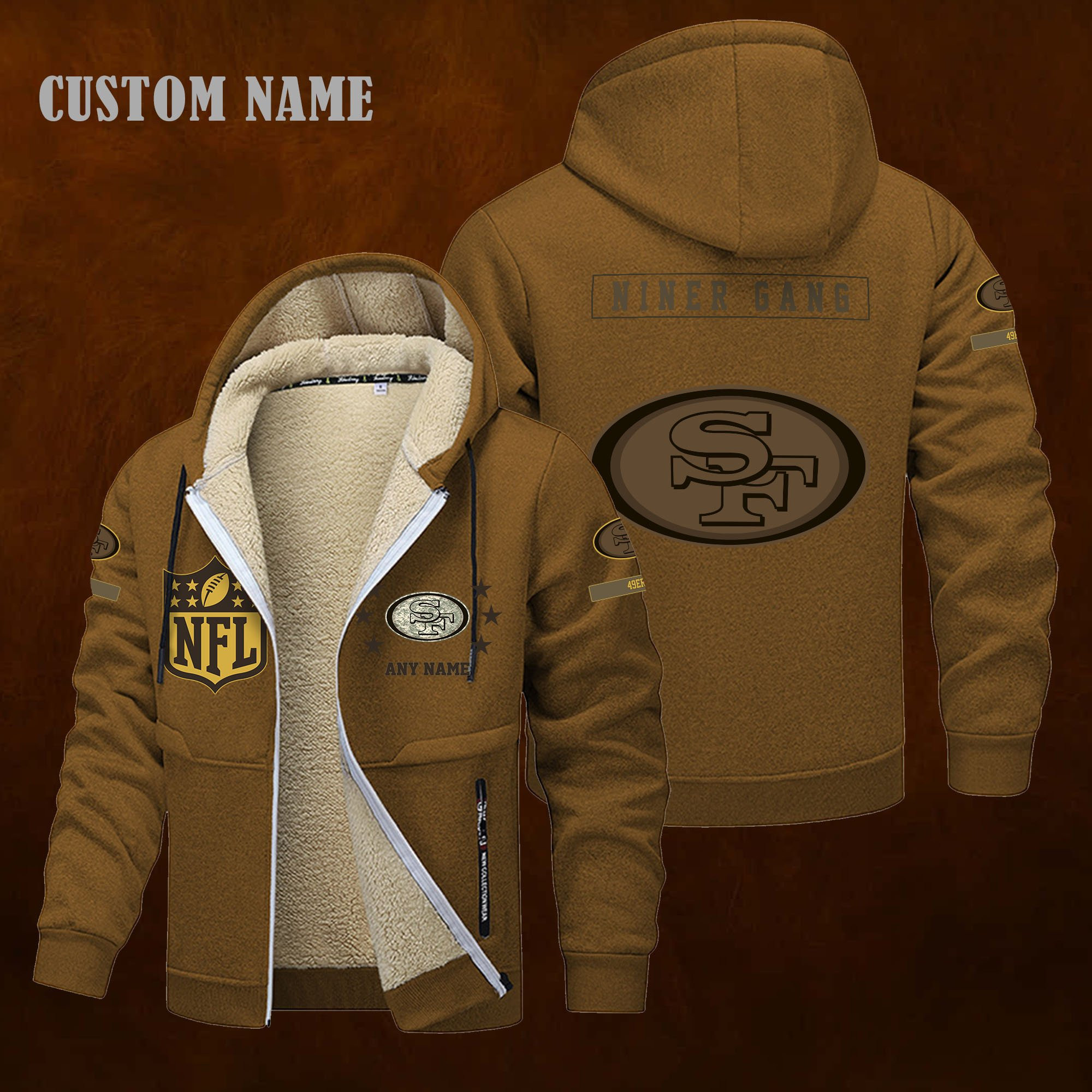 San Francisco 49ers NFL-Lamb Fleece Thick Coat- Custom name 10154094N