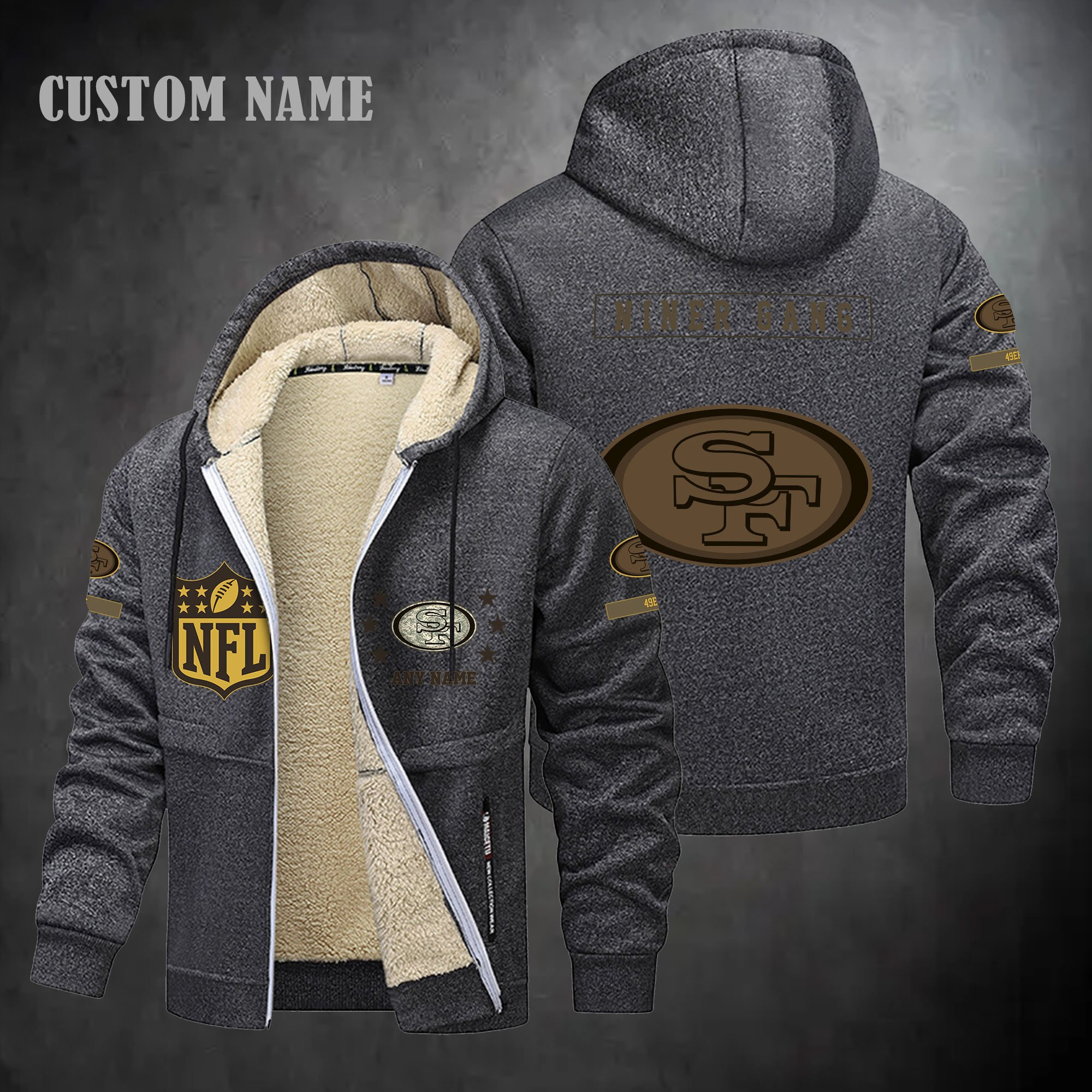San Francisco 49ers NFL-Lamb Fleece Thick Coat- Custom name 10154094N
