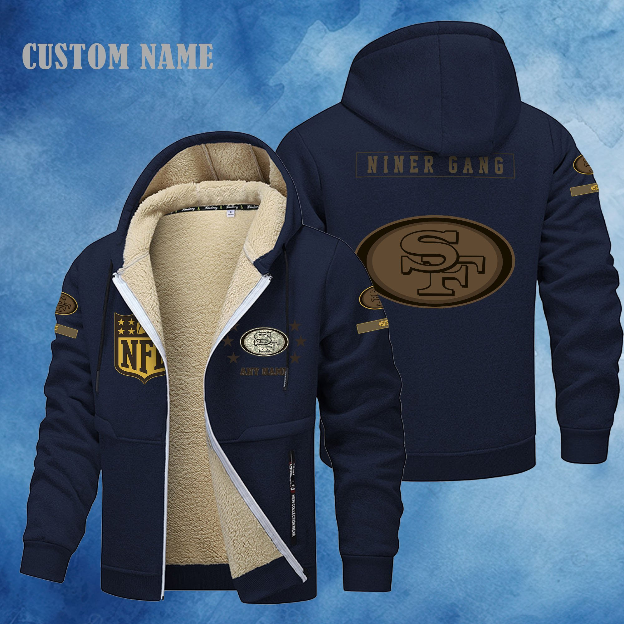 San Francisco 49ers NFL-Lamb Fleece Thick Coat- Custom name 10154094N
