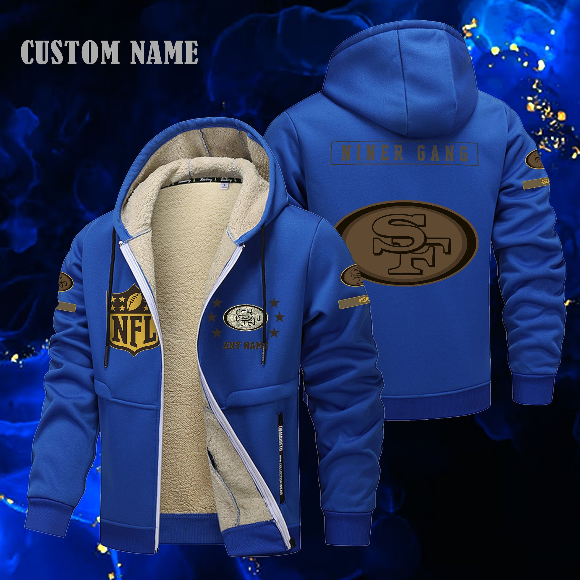 San Francisco 49ers NFL-Lamb Fleece Thick Coat- Custom name 10154094N