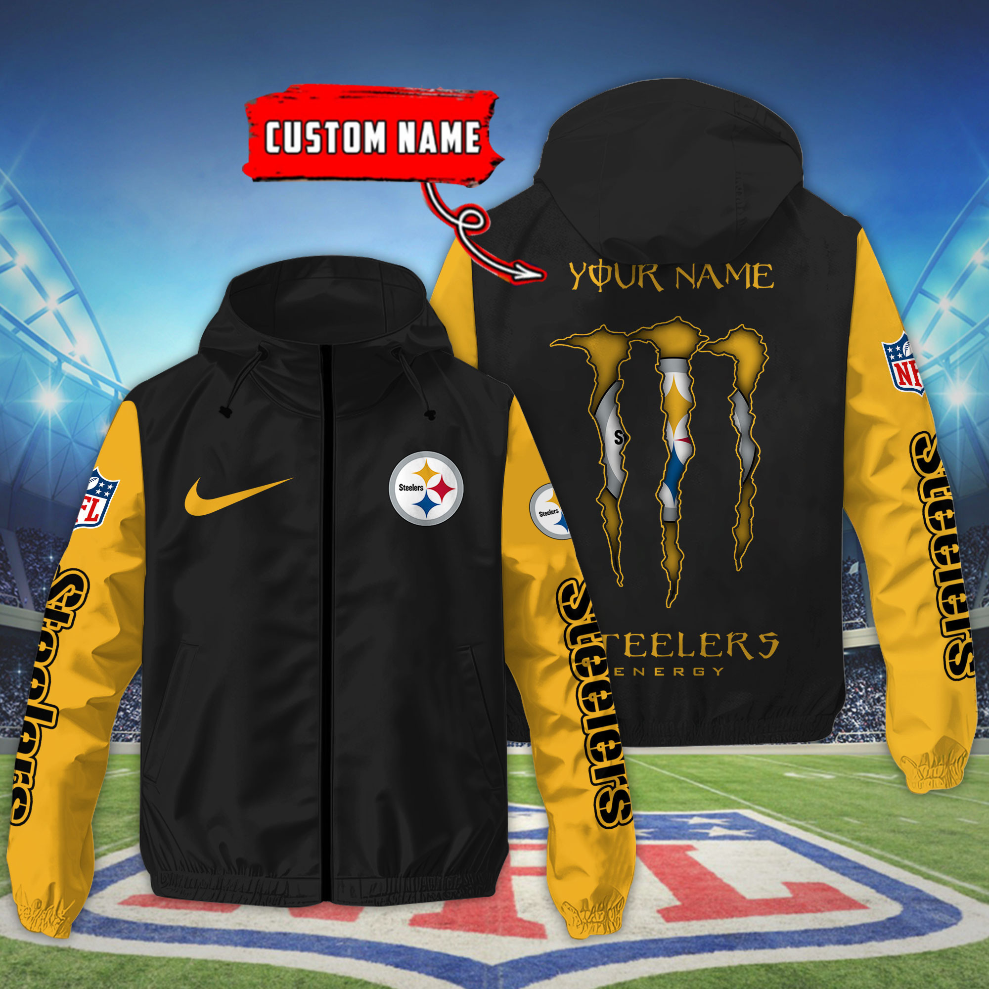 Pittsburgh Steelers Custom Windbreaker Outdoor Jacket Sport Fan Gift SPTWJACKET059