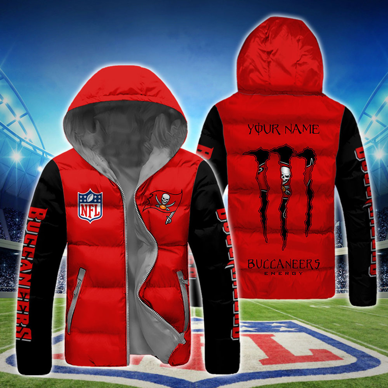 N.F.L.TAMPA-BAY-BUCCANEERS-TEAM-HOODED-SPORT-DOWN-JACKETS BB7878