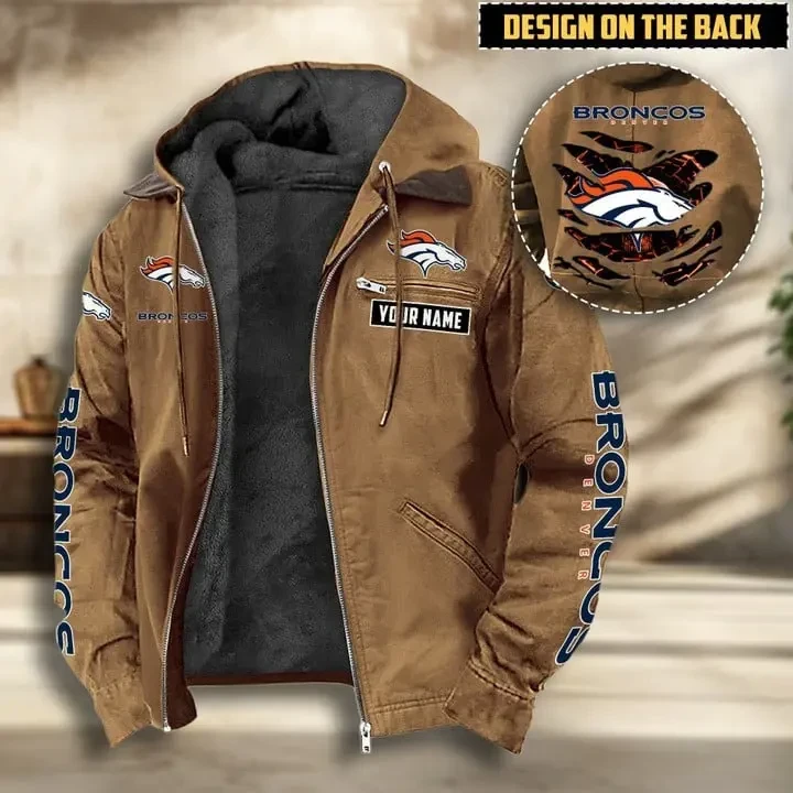 Denver Broncos Men's Casual Padded Jacket Hooded VITHCJ157