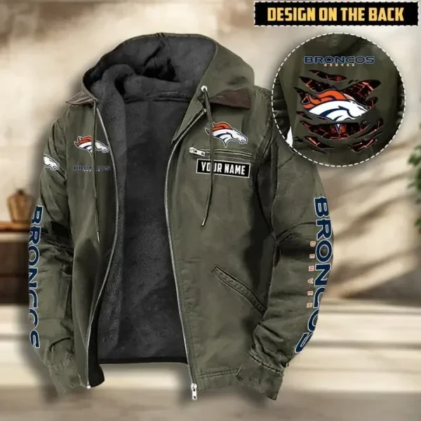 Denver Broncos Men's Casual Padded Jacket Hooded VITHCJ157