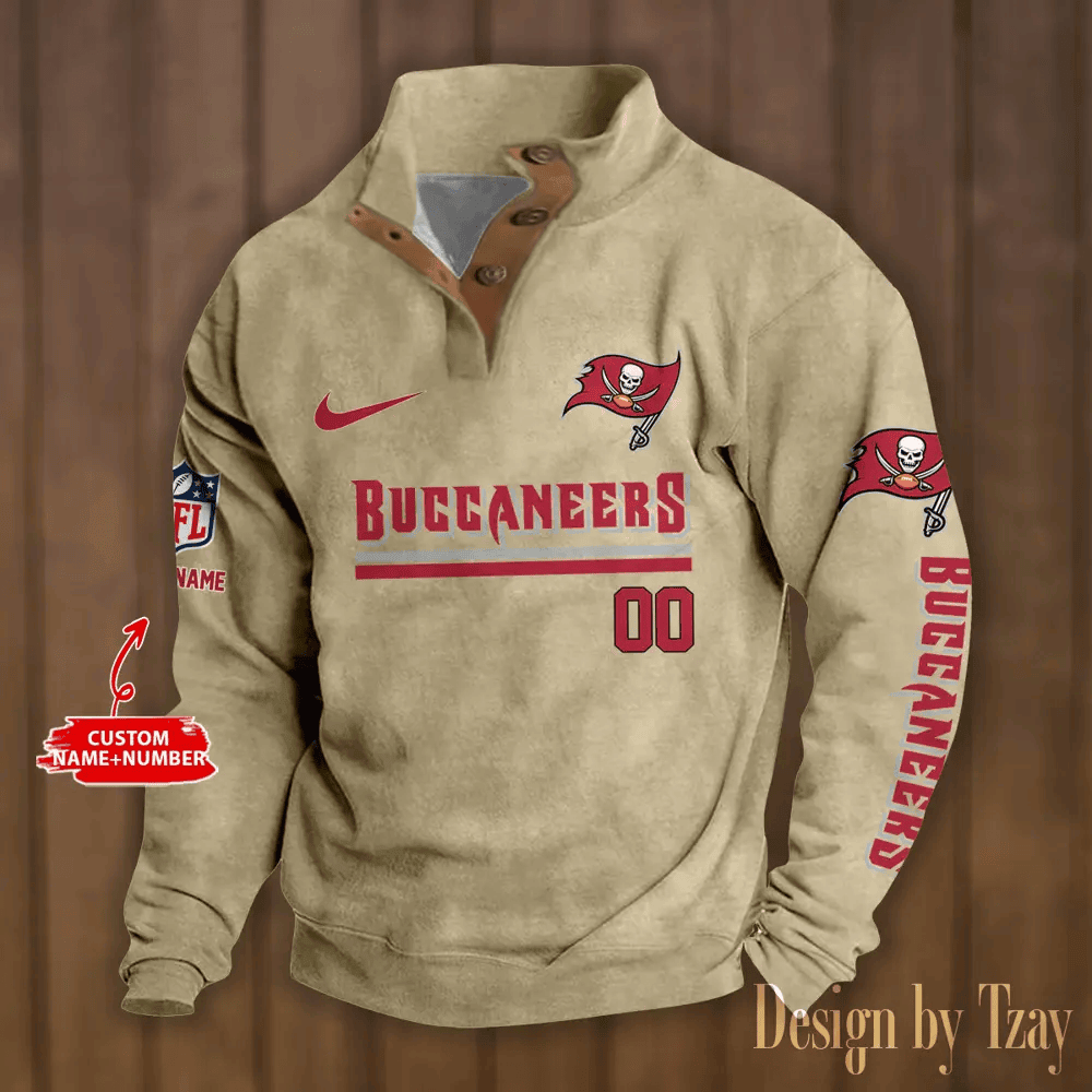 Tampa Bay Buccaneers Premium Stand-Collar Game-Day Pullover - Engineered Warmth & Personalized Name S9DBSCH094