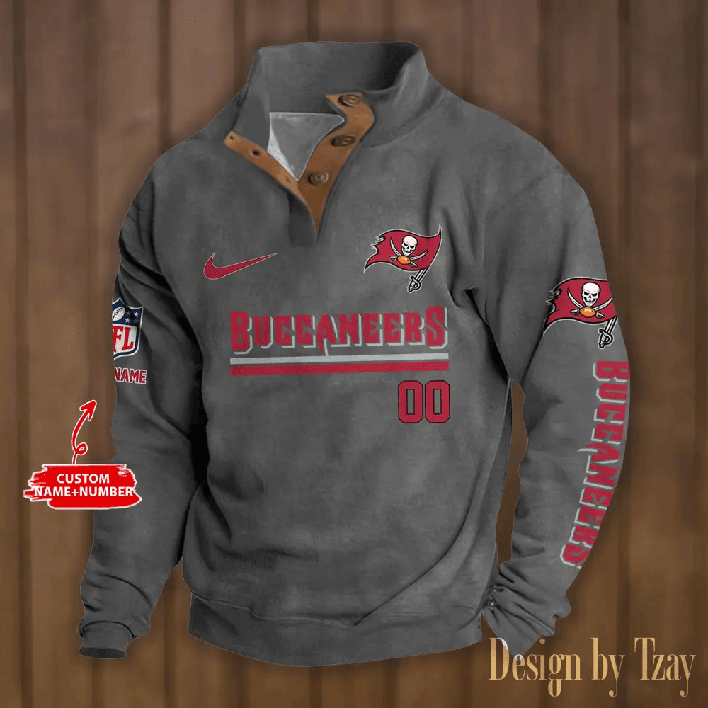 Tampa Bay Buccaneers Premium Stand-Collar Game-Day Pullover - Engineered Warmth & Personalized Name S9DBSCH094