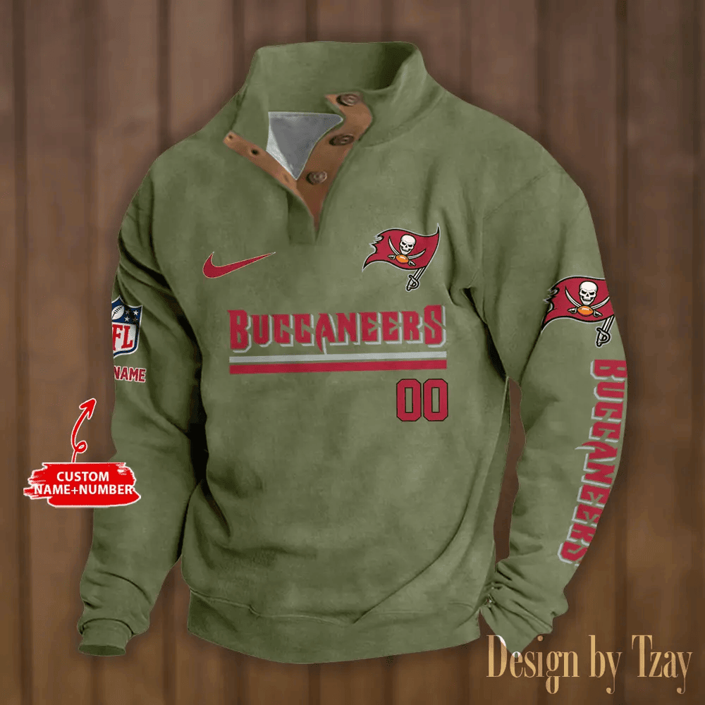 Tampa Bay Buccaneers Premium Stand-Collar Game-Day Pullover - Engineered Warmth & Personalized Name S9DBSCH094