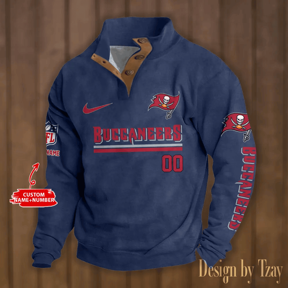 Tampa Bay Buccaneers Premium Stand-Collar Game-Day Pullover - Engineered Warmth & Personalized Name S9DBSCH094