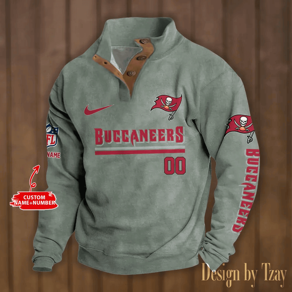 Tampa Bay Buccaneers Premium Stand-Collar Game-Day Pullover - Engineered Warmth & Personalized Name S9DBSCH094