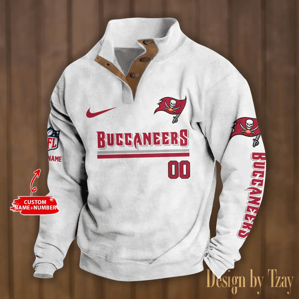 Tampa Bay Buccaneers Premium Stand-Collar Game-Day Pullover - Engineered Warmth & Personalized Name S9DBSCH094