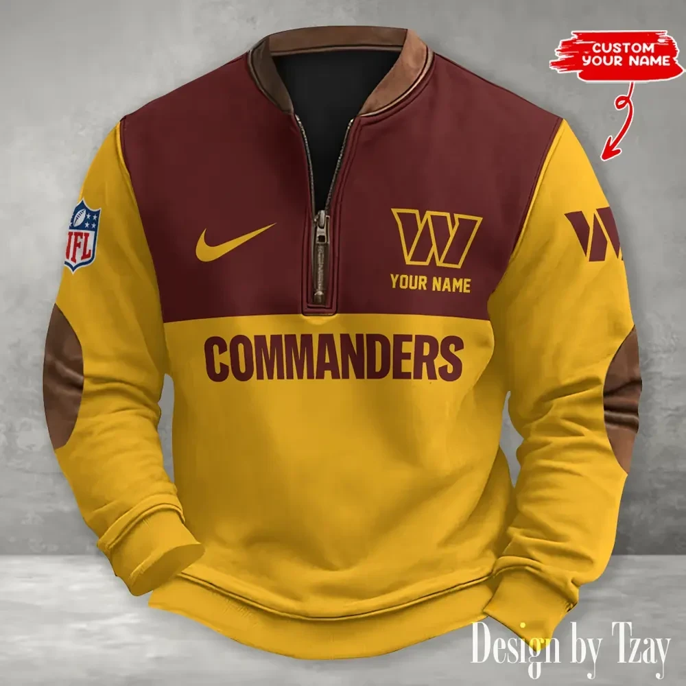 S9MPZNS199-Washington Commanders Premium Personalized Game-Day Quarter-Zip