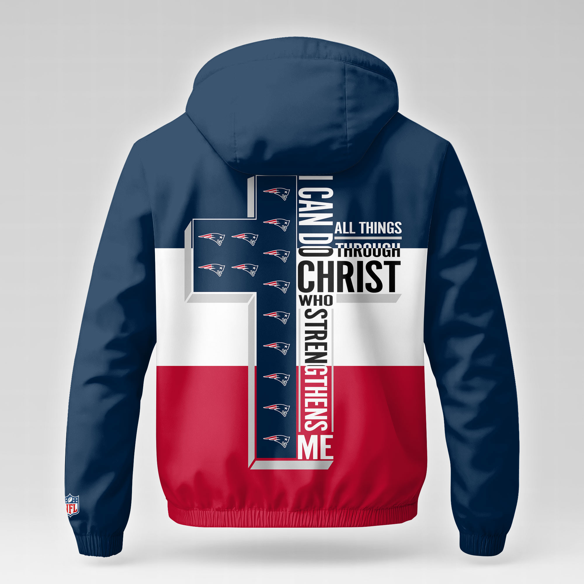 New England Patriots | Premium NFL Strength Through Christ Windbreaker Jacket NTH1