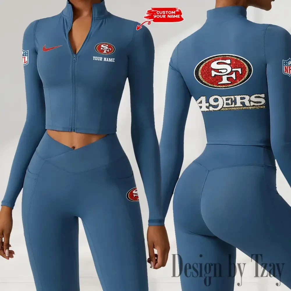 San Francisco 49ers Zipper Sports Top Women Gym Long Sleeve for Fitness SPTZSTW129