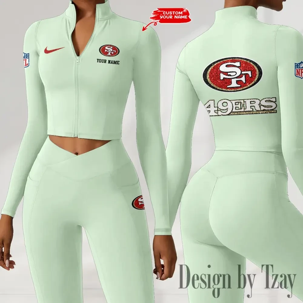 San Francisco 49ers Zipper Sports Top Women Gym Long Sleeve for Fitness SPTZSTW129