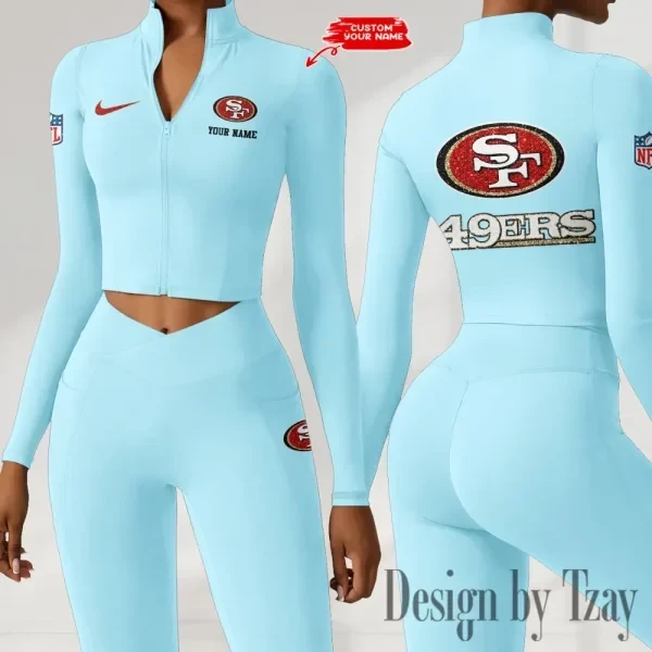 San Francisco 49ers Zipper Sports Top Women Gym Long Sleeve for Fitness SPTZSTW129